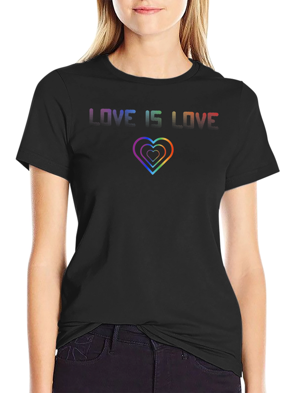 Love is Love Rainbow Heart Graphic T-Shirt