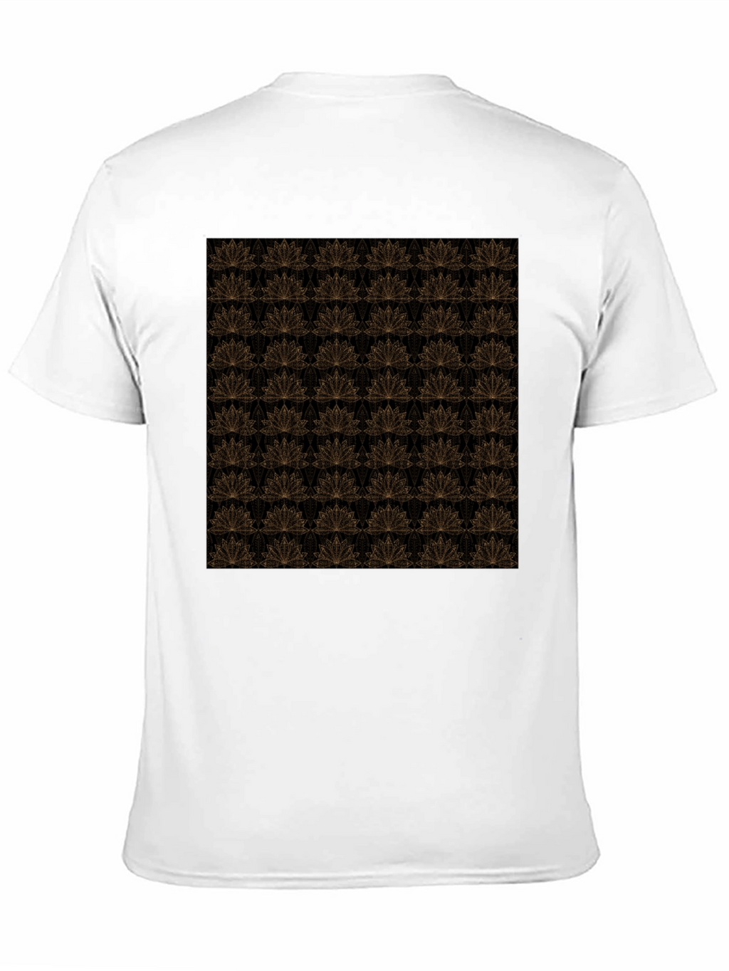 Elegant Black T-Shirt with Gold Floral Lotus Pattern