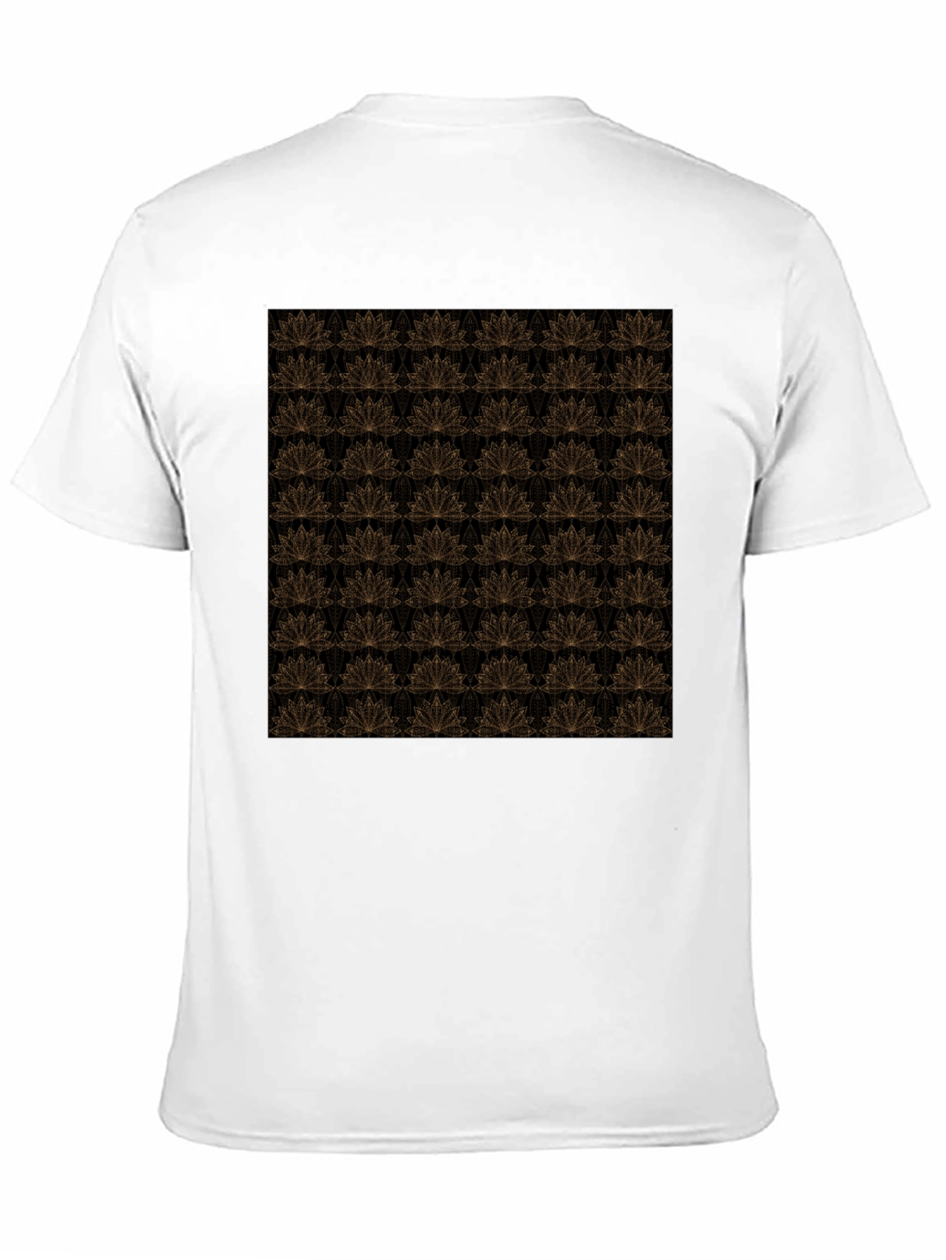 Elegant Black T-Shirt with Gold Floral Lotus Pattern