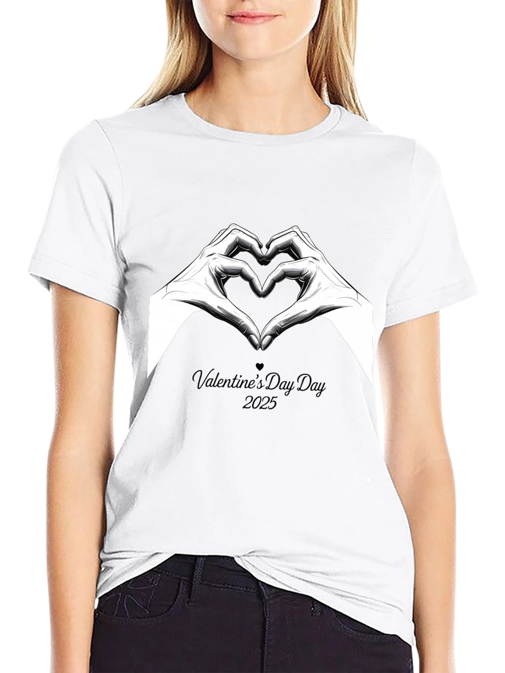 Valentines Day 2025 Heart Hands Graphic Tee