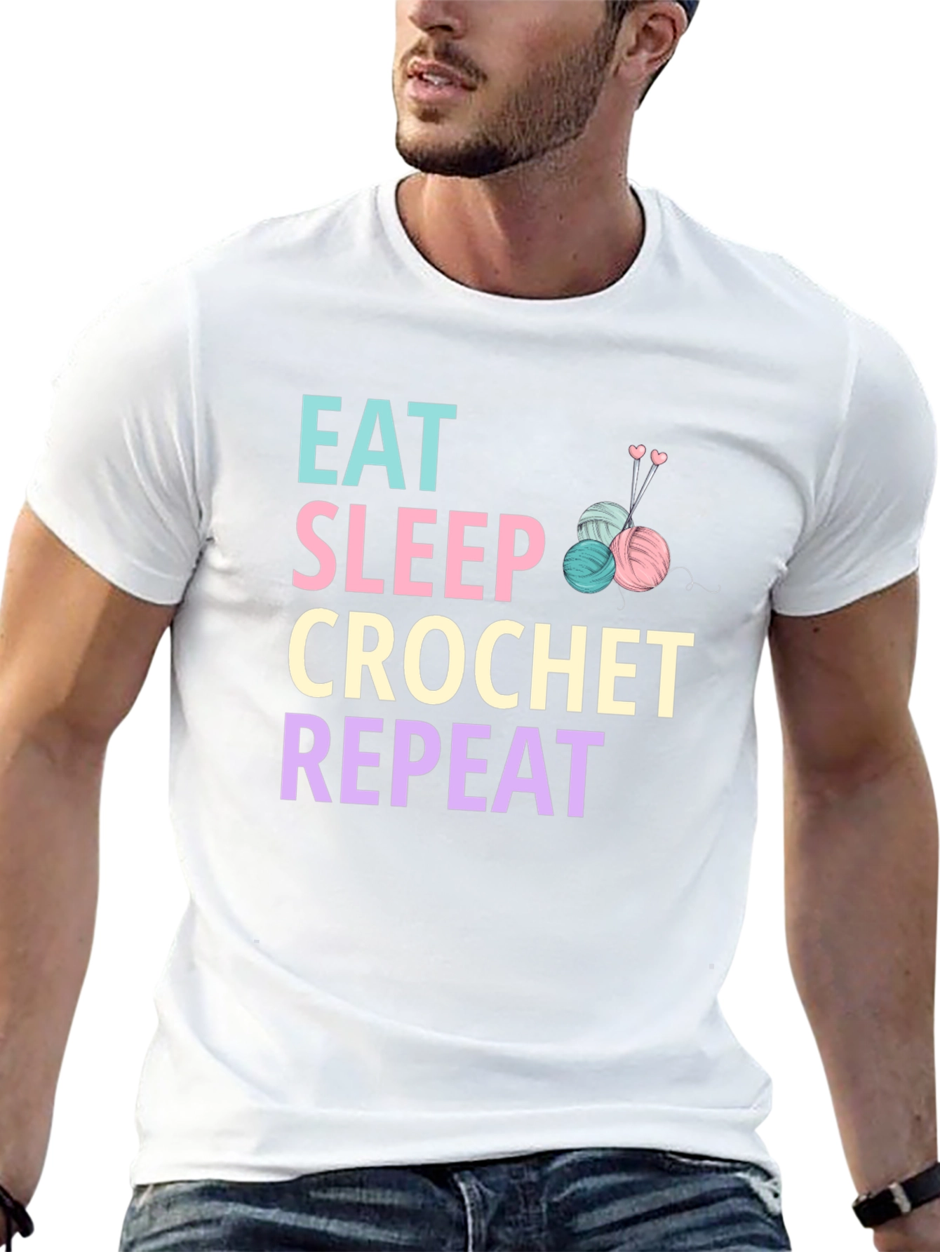 Eat Sleep Crochet Repeat Graphic T-Shirt