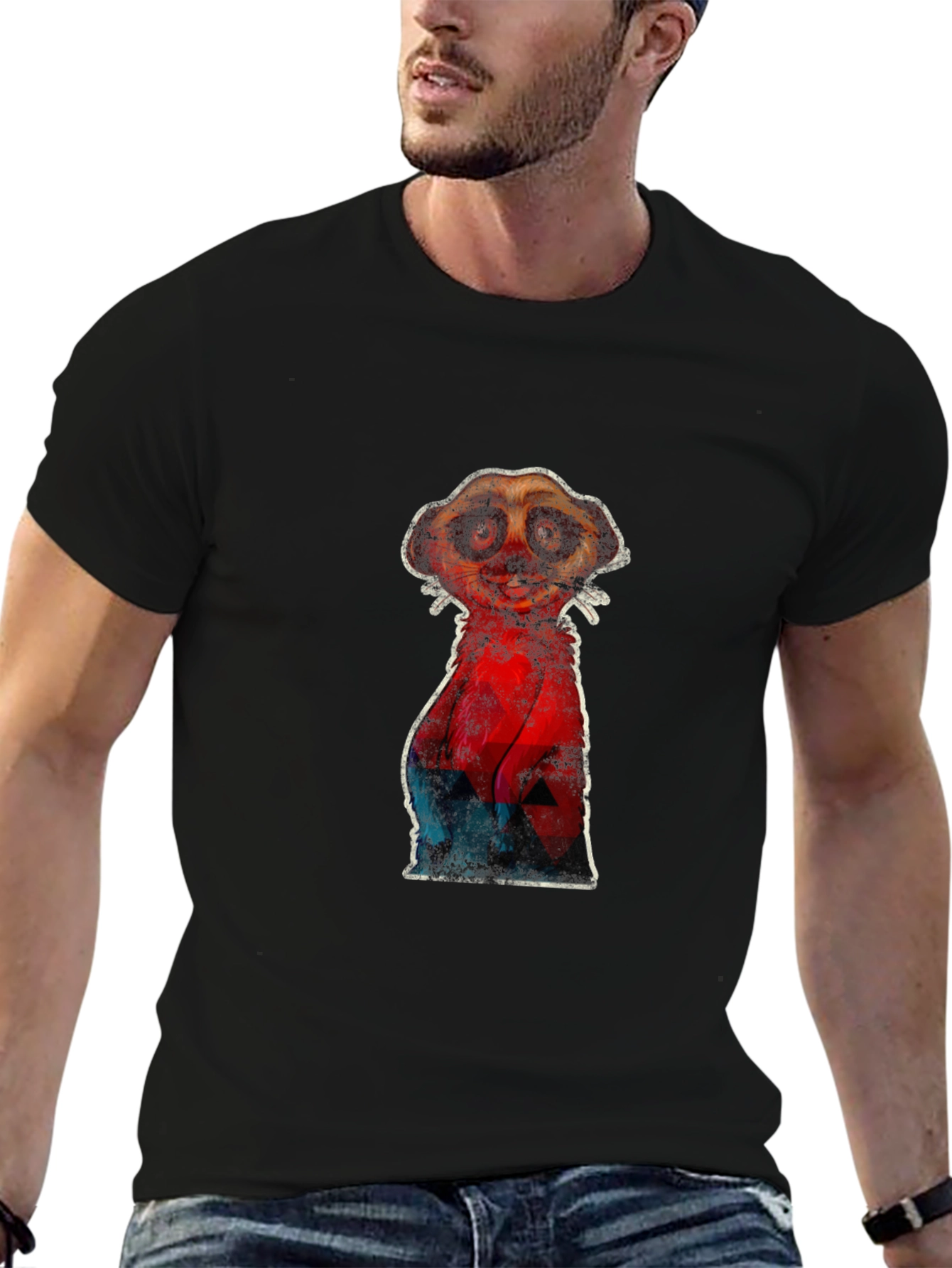 Meerkat Graphic Print Crew Neck T-shirt