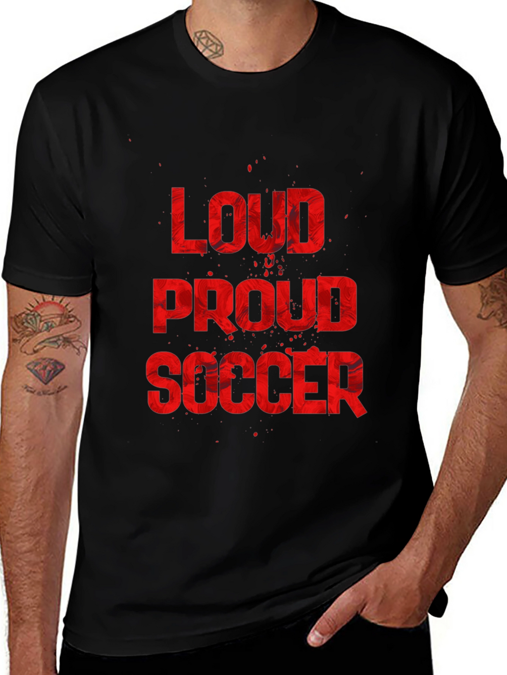 Loud Proud Soccer Graphic Tee - Black Cotton T-Shirt