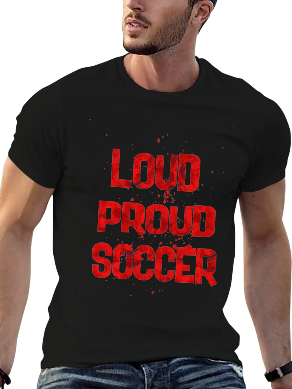 Loud Proud Soccer Graphic Tee - Black Cotton T-Shirt
