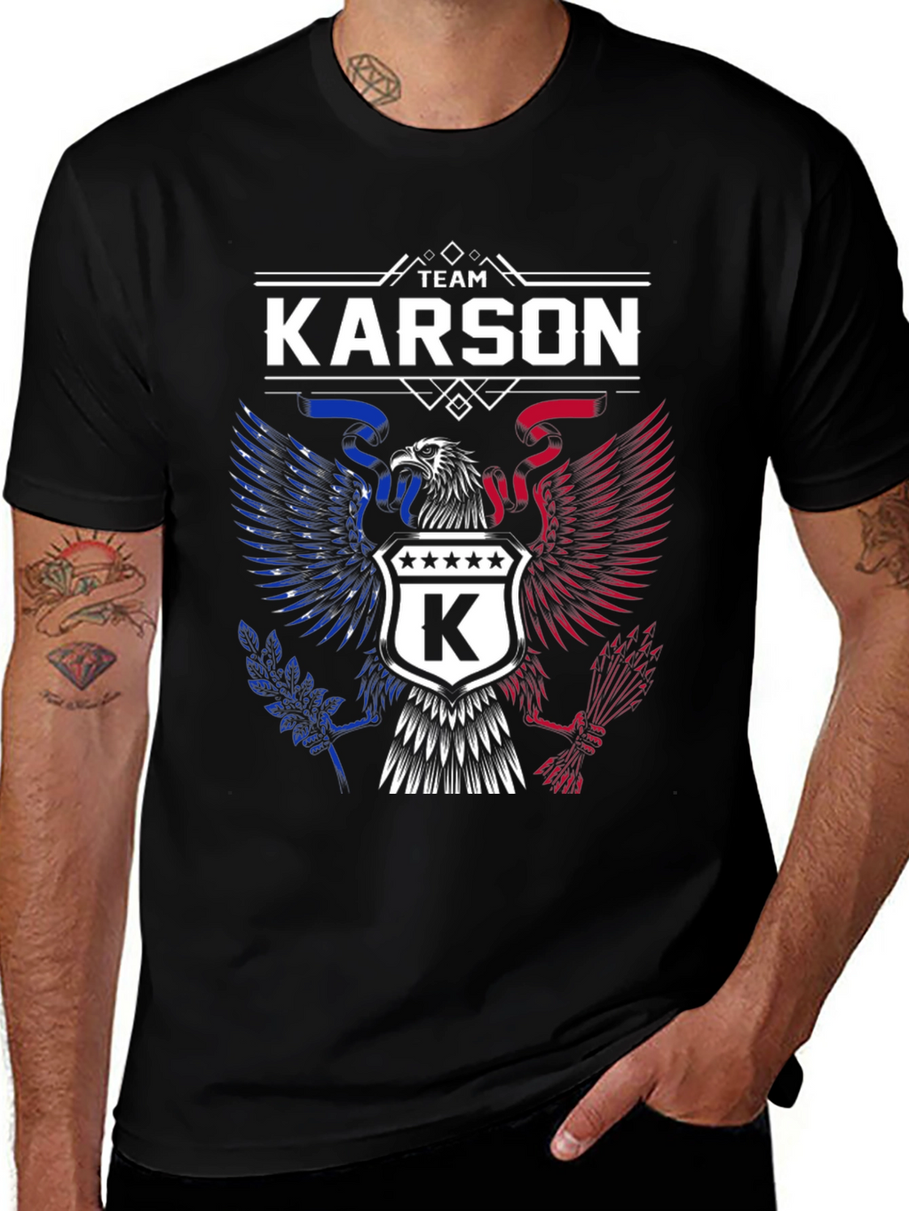 Team Karson Eagle Graphic Black T-Shirt