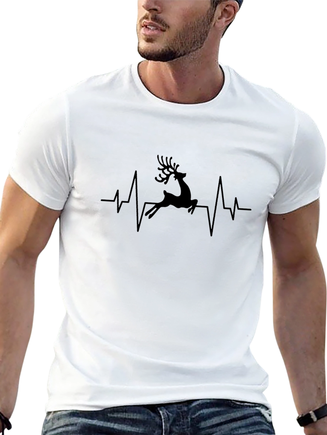Reindeer Heartbeat Graphic T-Shirt