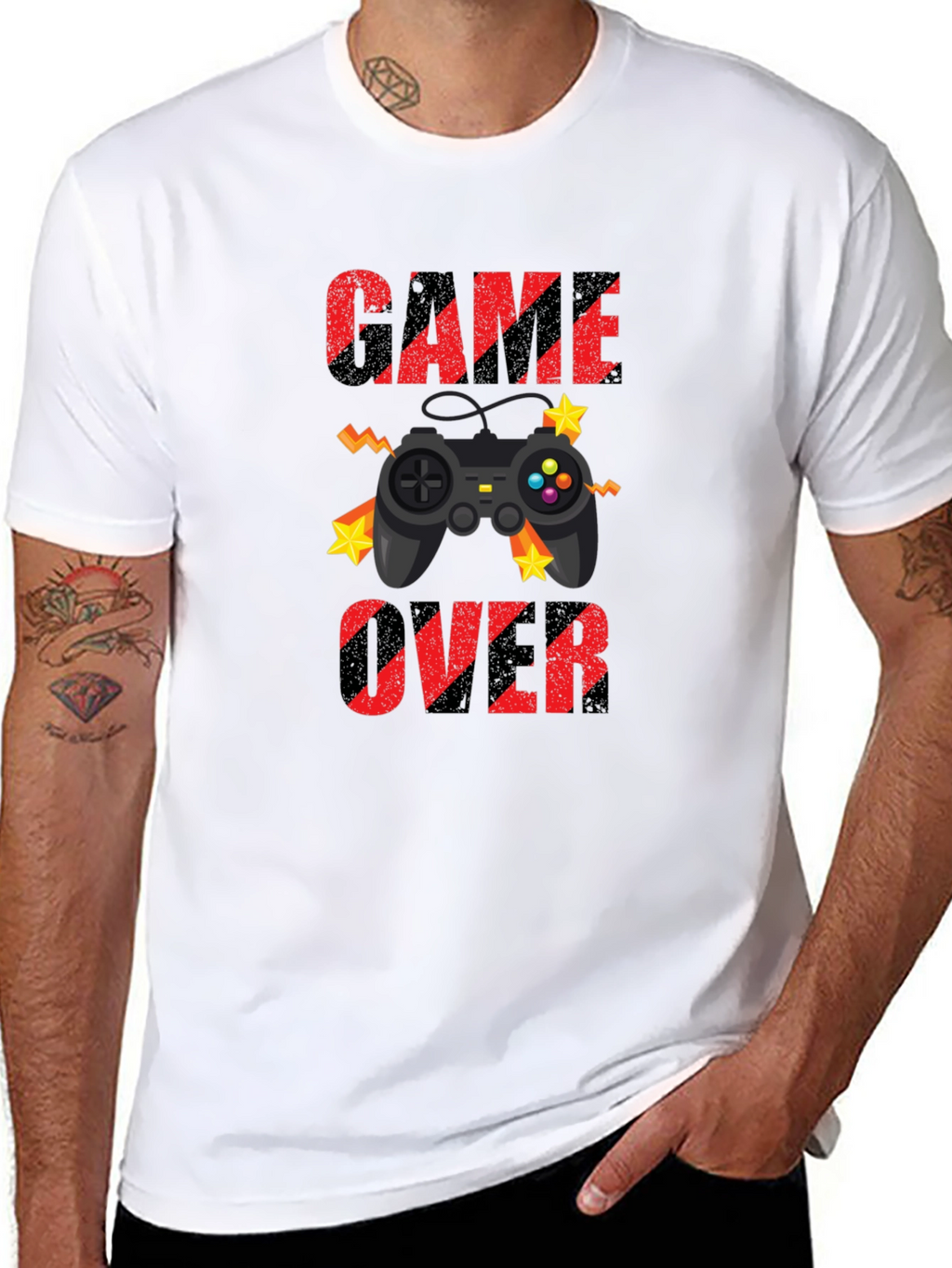 Game Over Graphic Print T-Shirt - Black