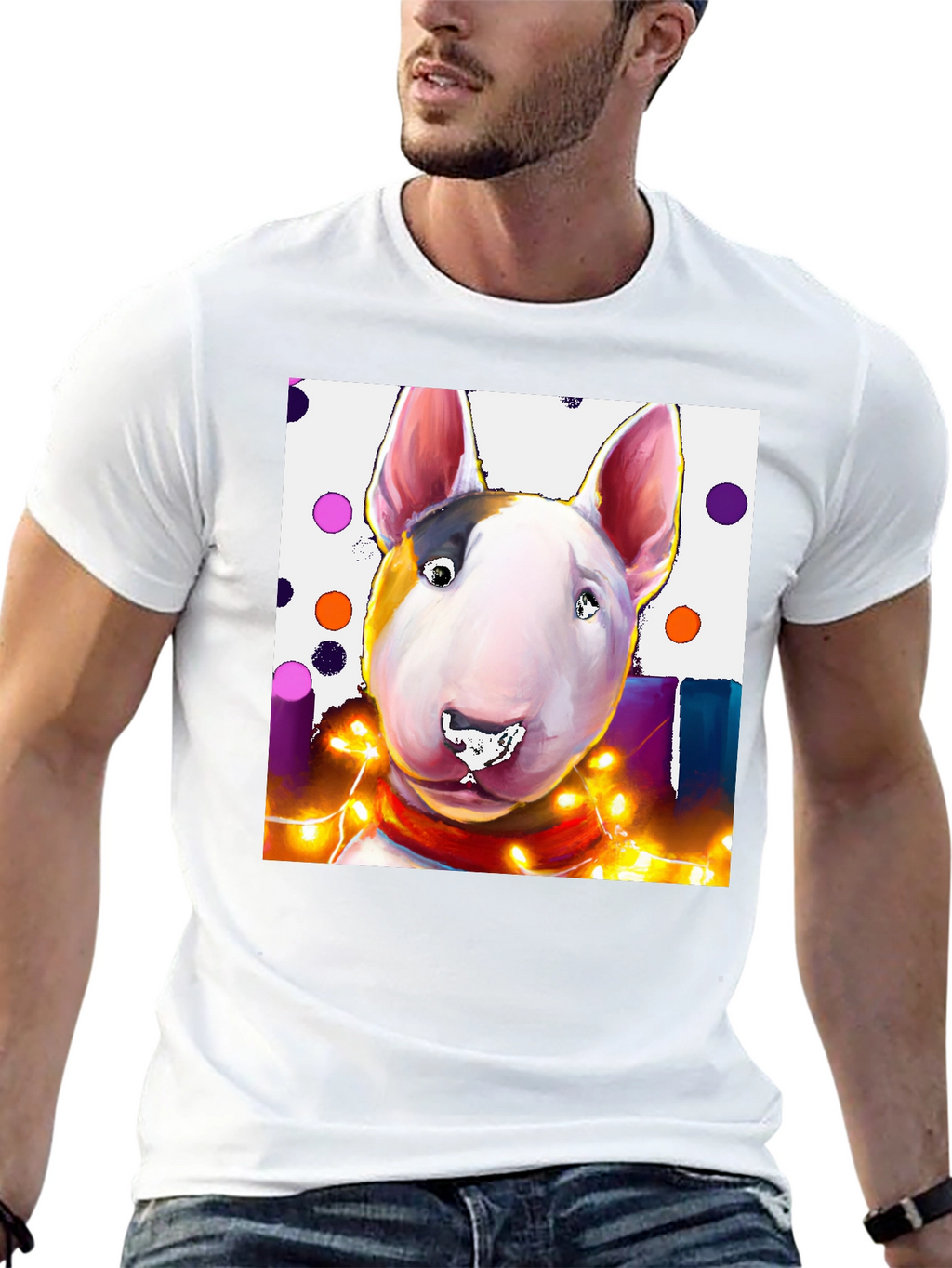 Dog T-Shirt - Bull Terrier Festive Design