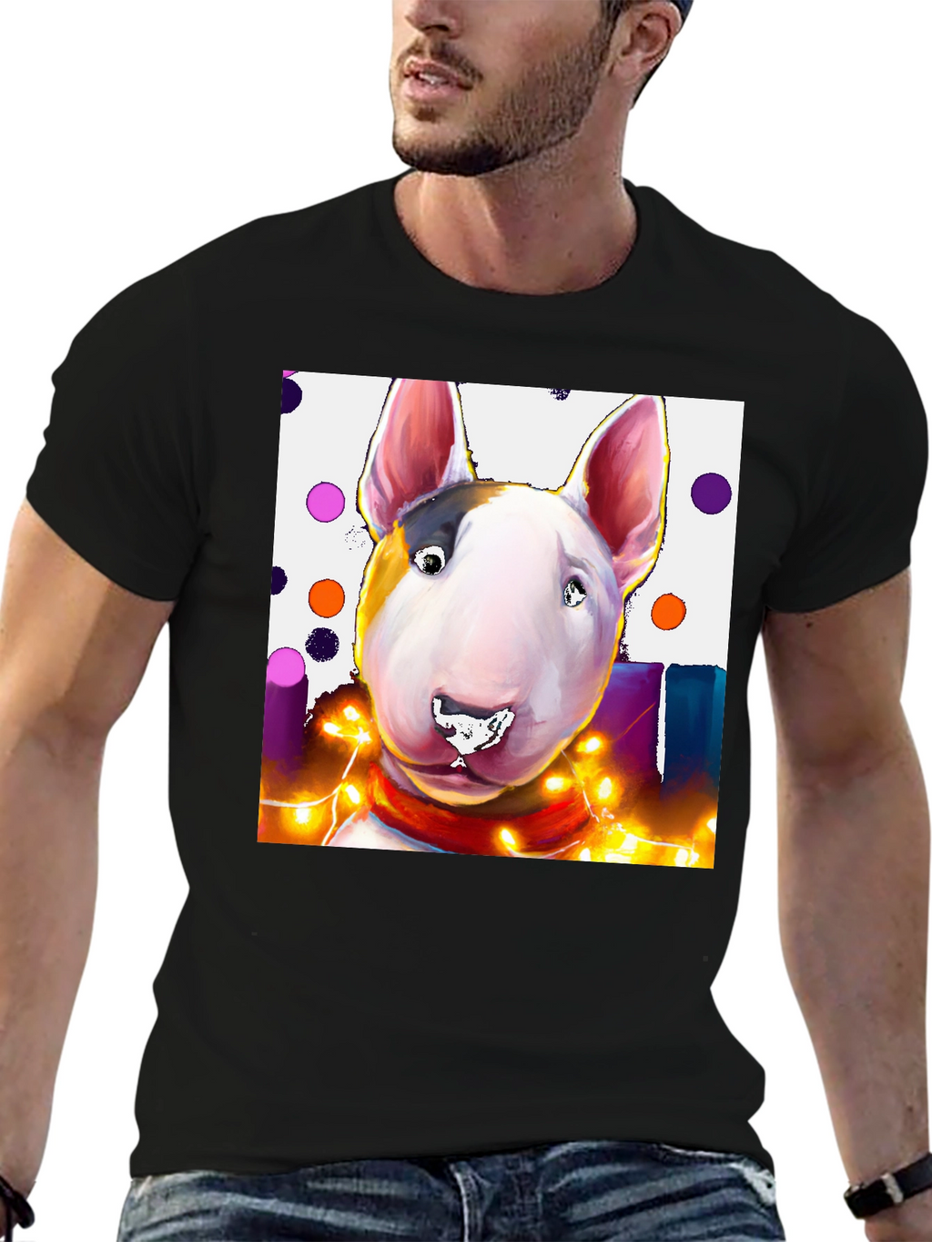 Dog T-Shirt - Bull Terrier Festive Design