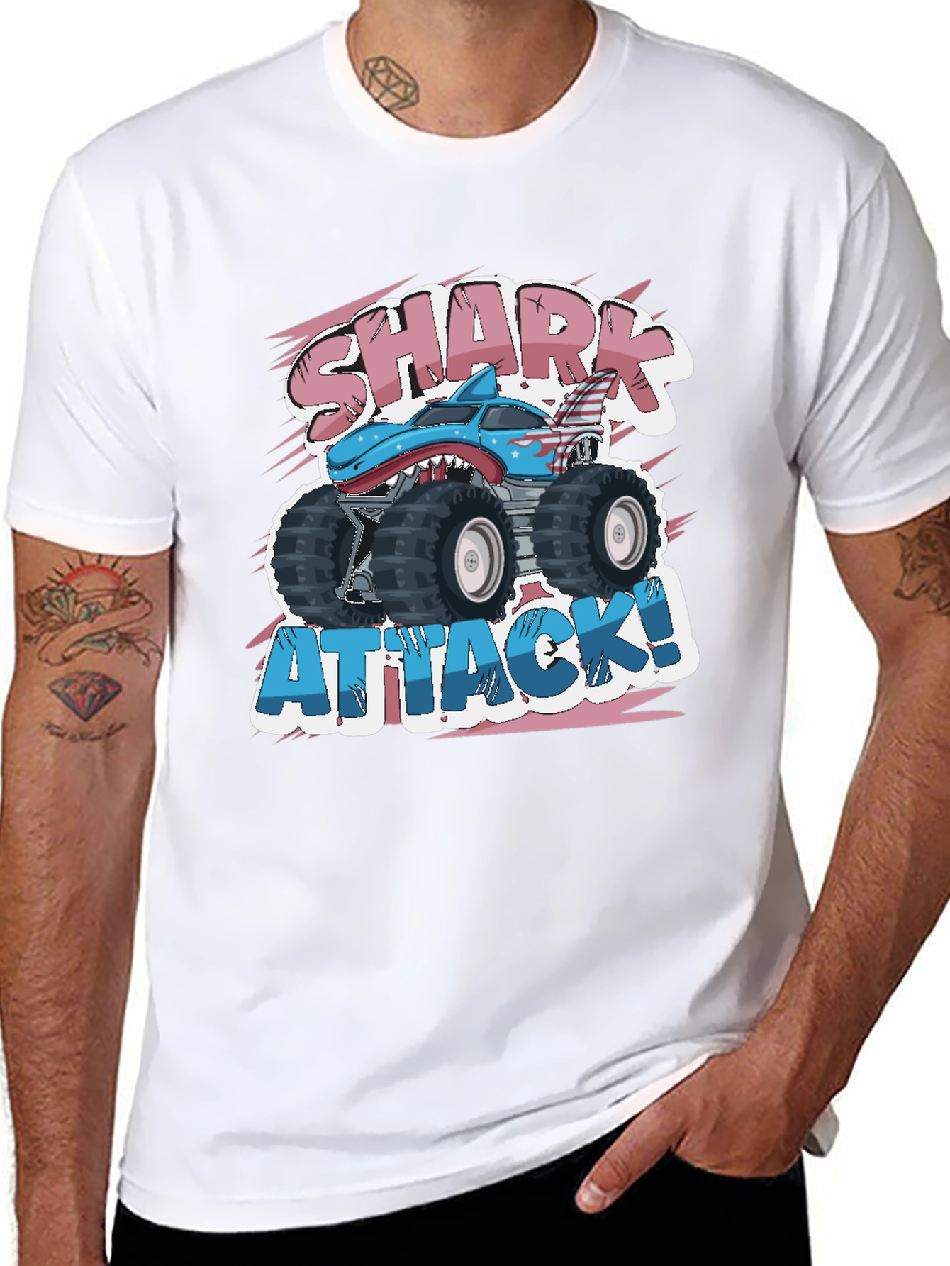 Shark Attack Monster Truck Graphic T-Shirt