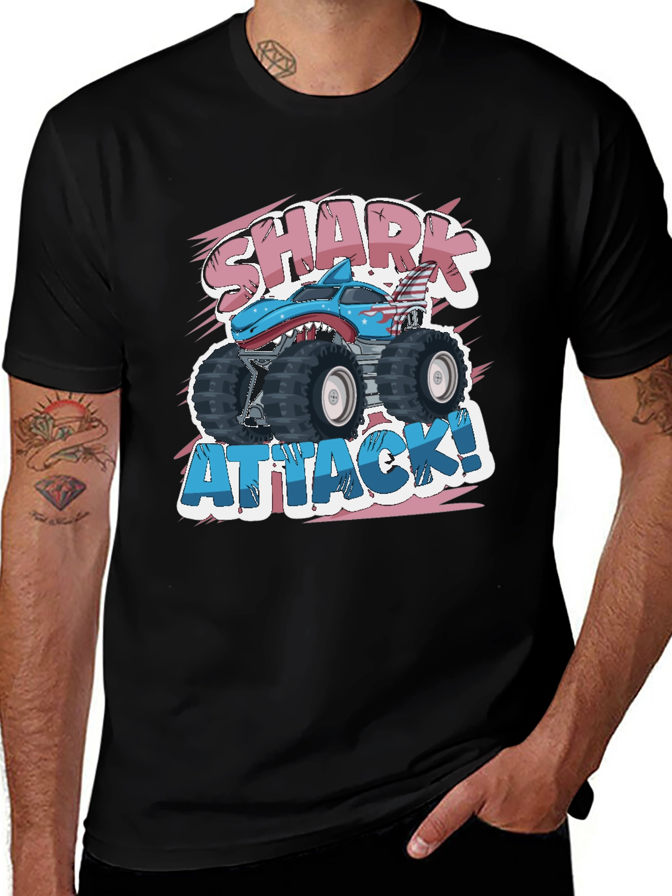 Shark Attack Monster Truck Graphic T-Shirt