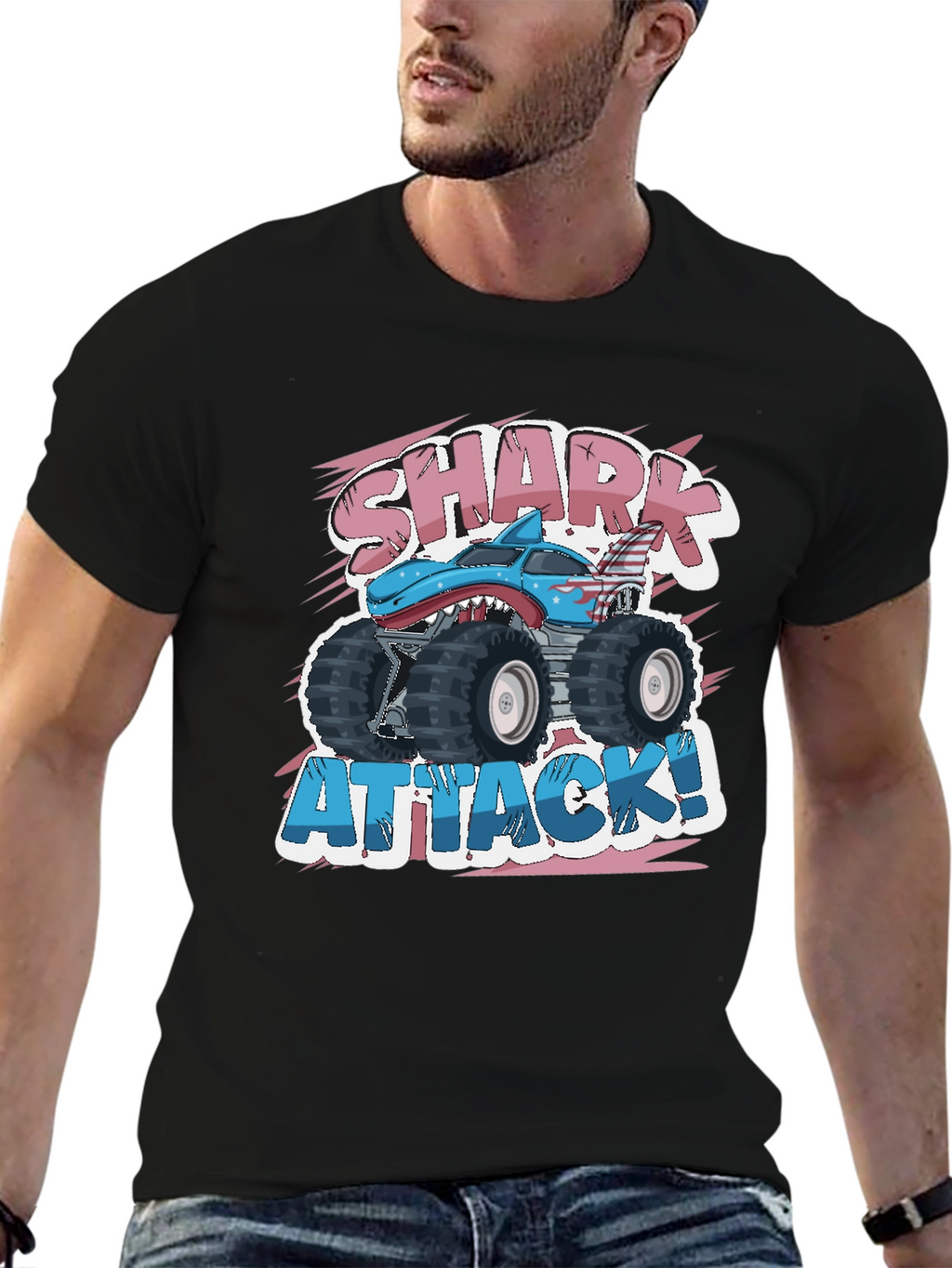 Shark Attack Monster Truck Graphic T-Shirt