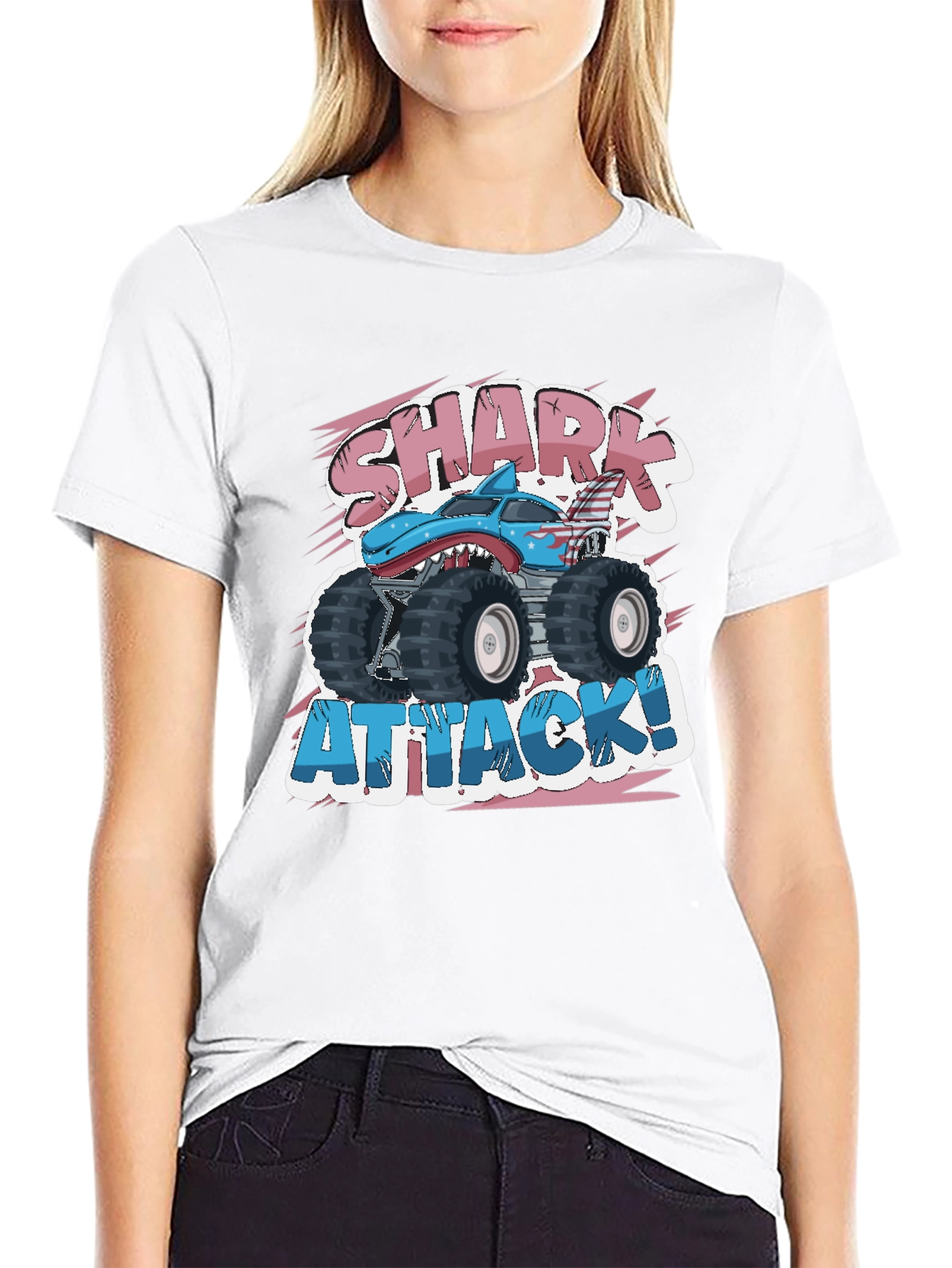 Shark Attack Monster Truck Graphic T-Shirt