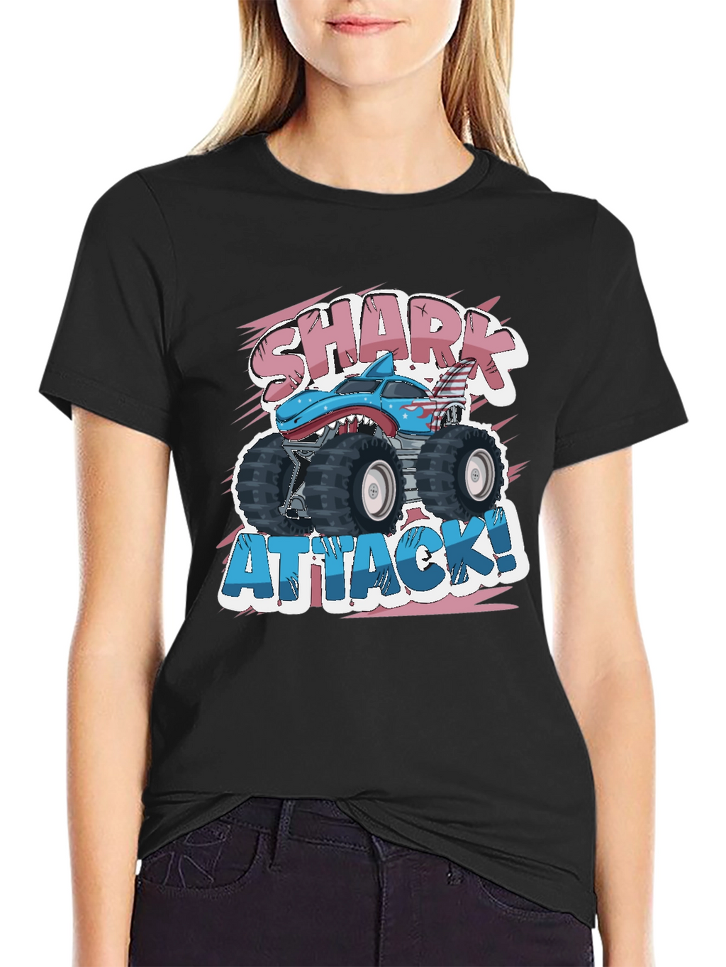 Shark Attack Monster Truck Graphic T-Shirt
