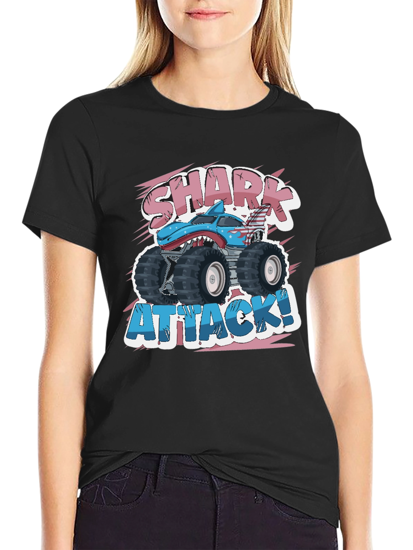 Shark Attack Monster Truck Graphic T-Shirt