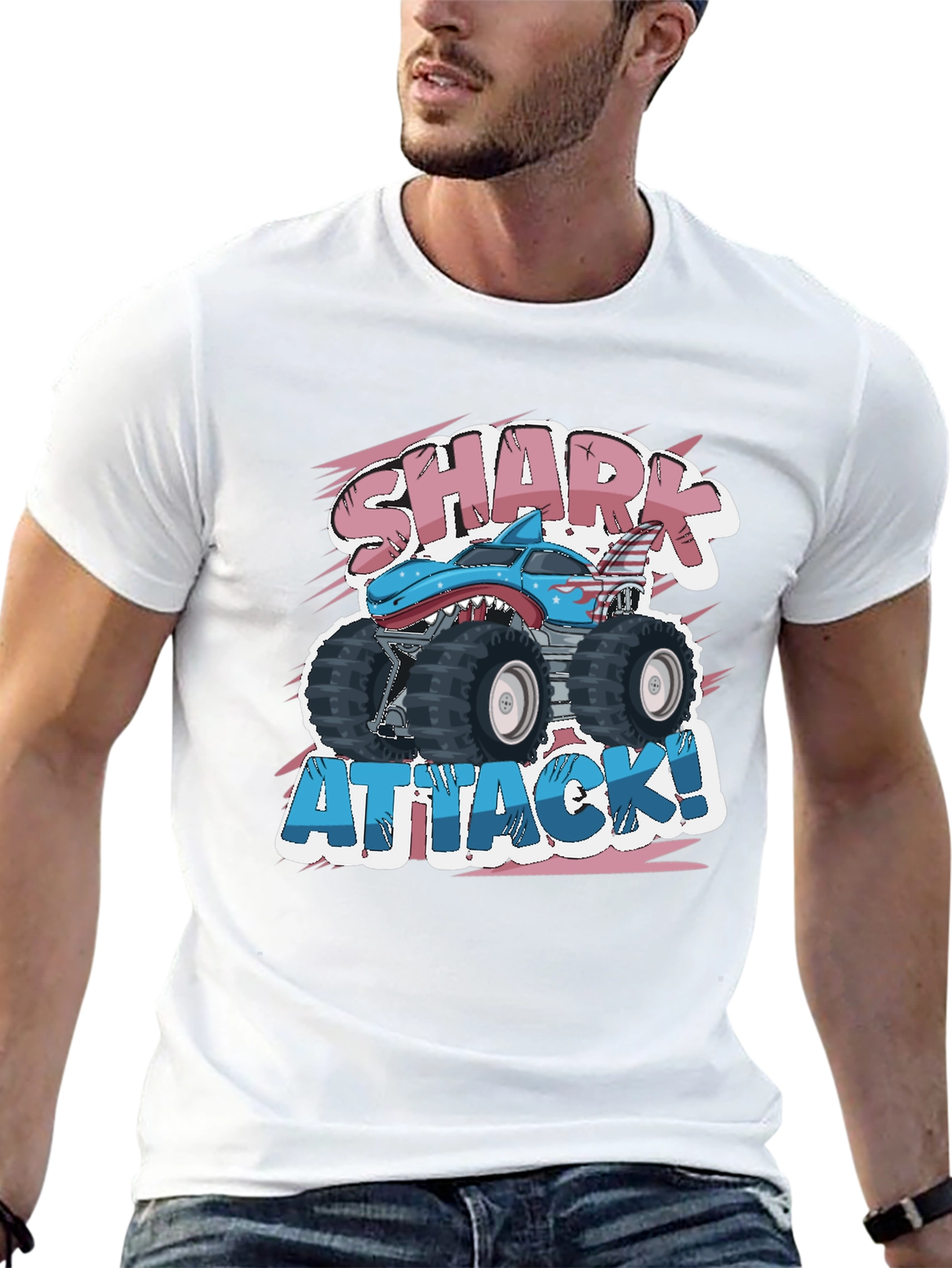 Shark Attack Monster Truck Graphic T-Shirt