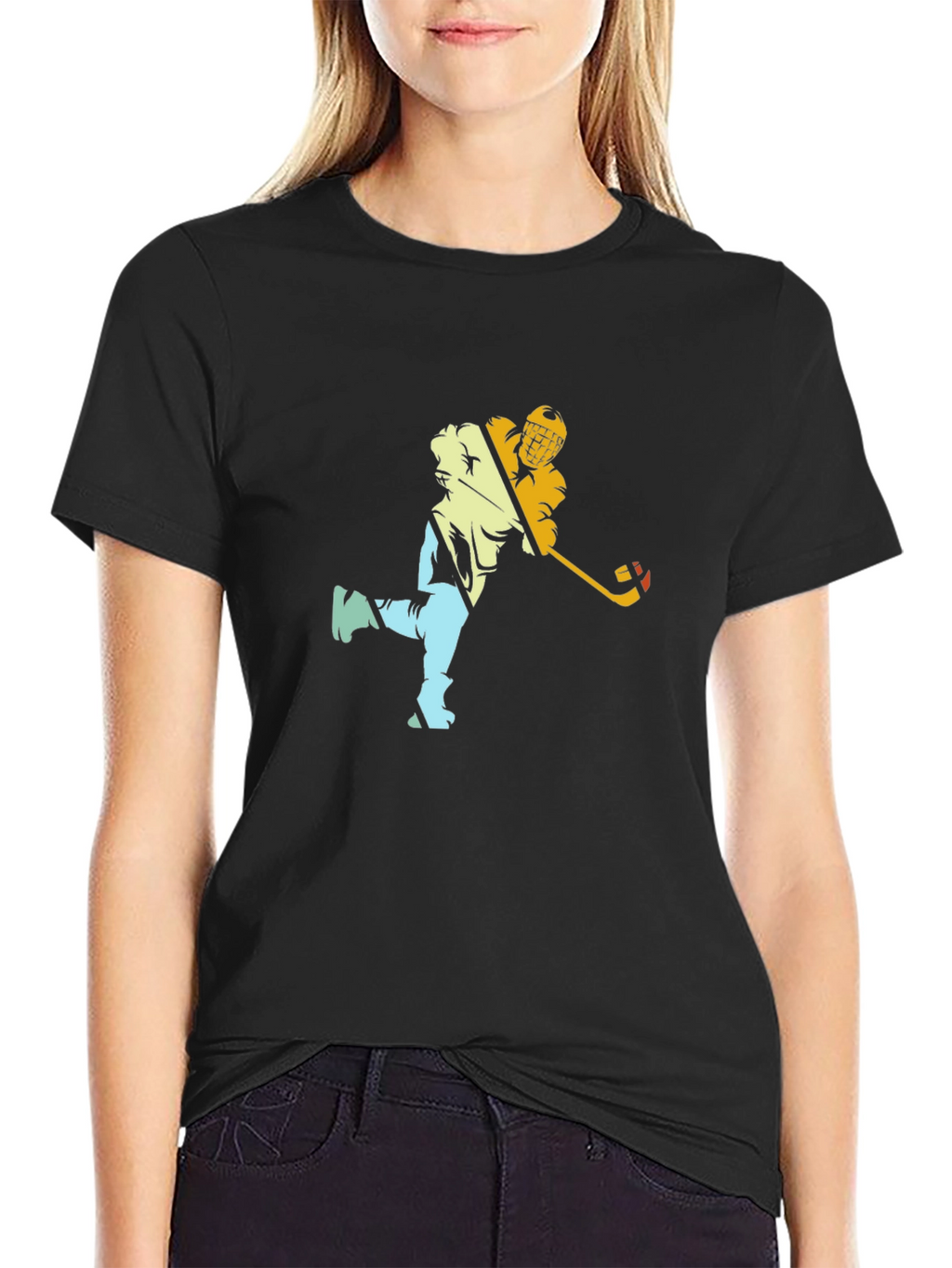 Hockey Player Graphic Black Tee