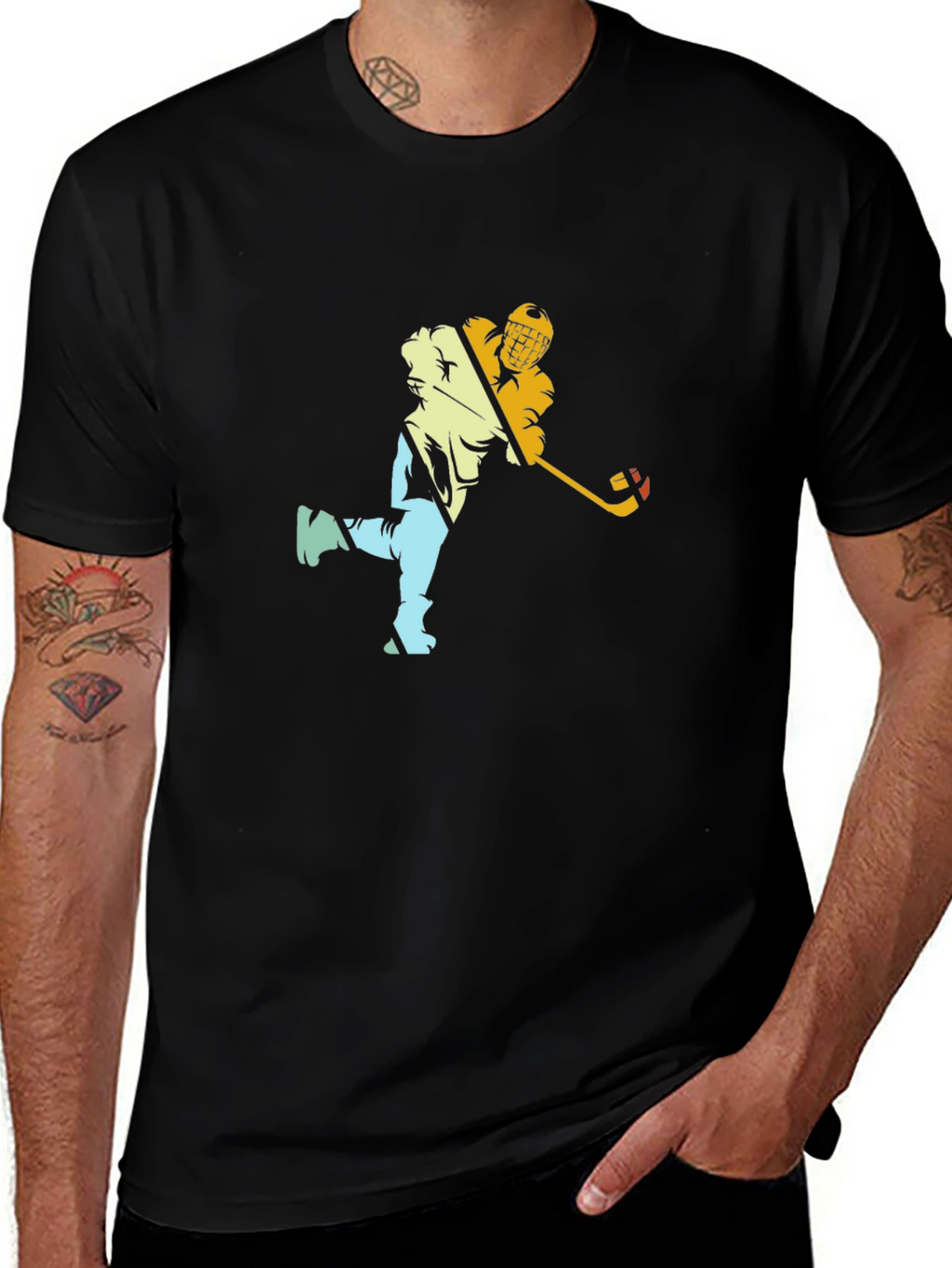 Hockey Player Graphic Black Tee