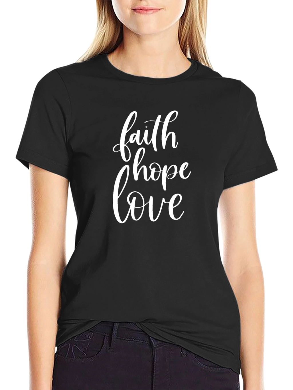 Faith Hope Love Graphic Tee - Black Cotton Shirt