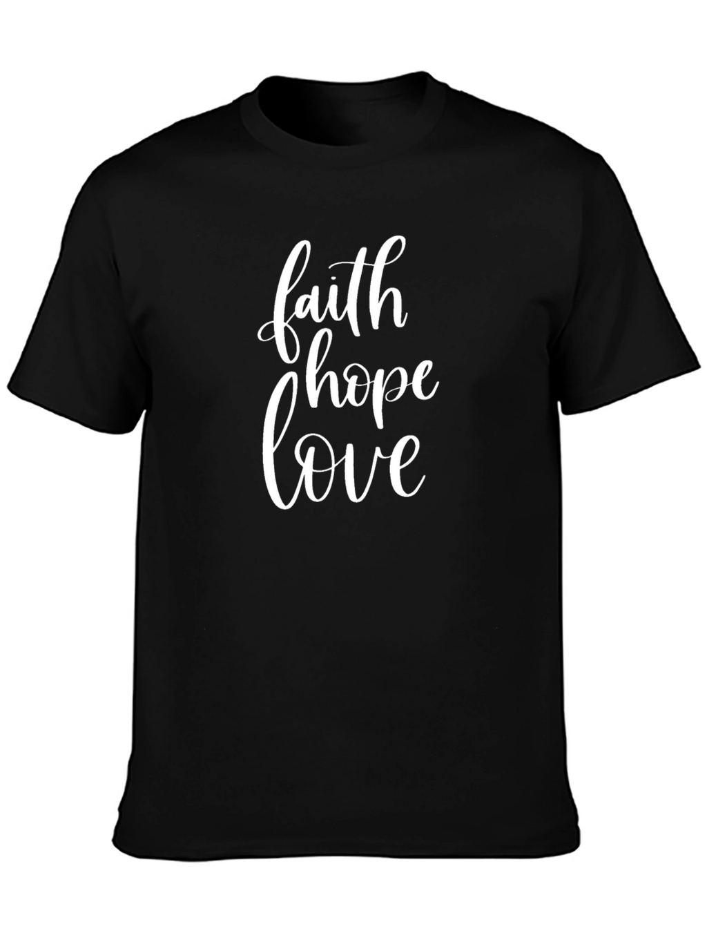 Faith Hope Love Graphic Tee - Black Cotton Shirt