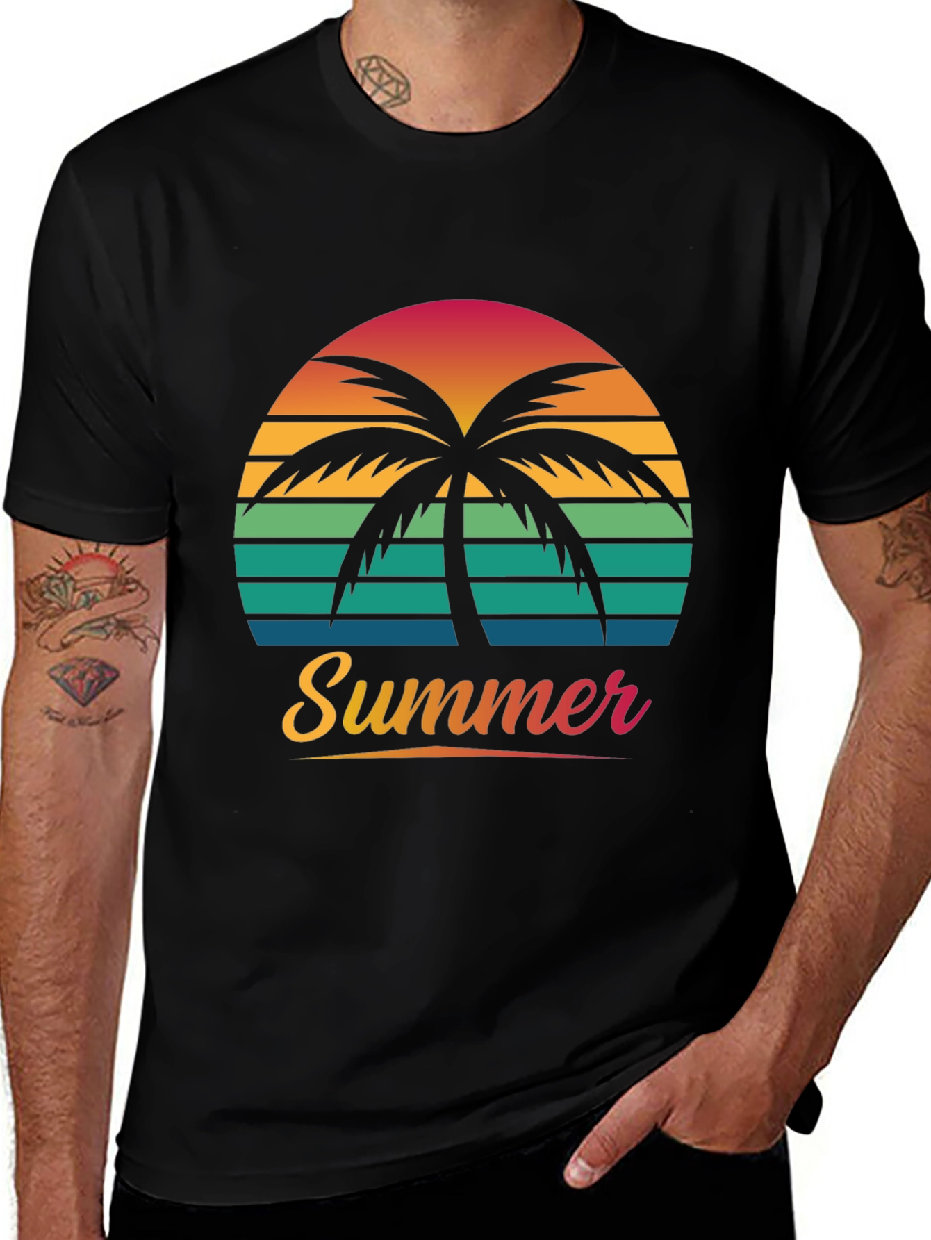 Summer Palm Sunset Graphic Tee
