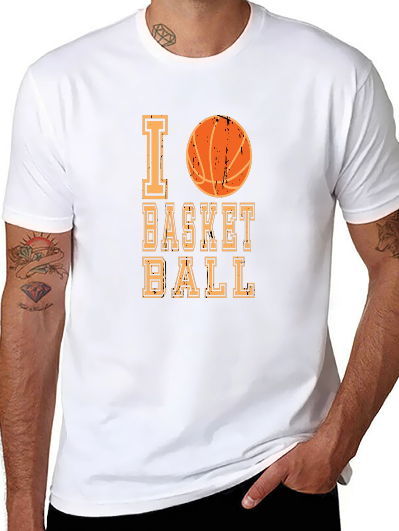 I Love Basketball Graphic T-Shirt - Casual Tee