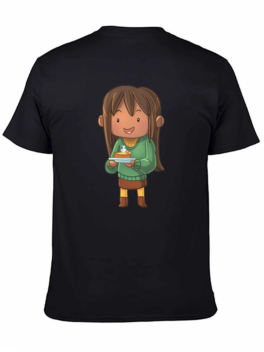 Cartoon Character Pie T-Shirt - Black