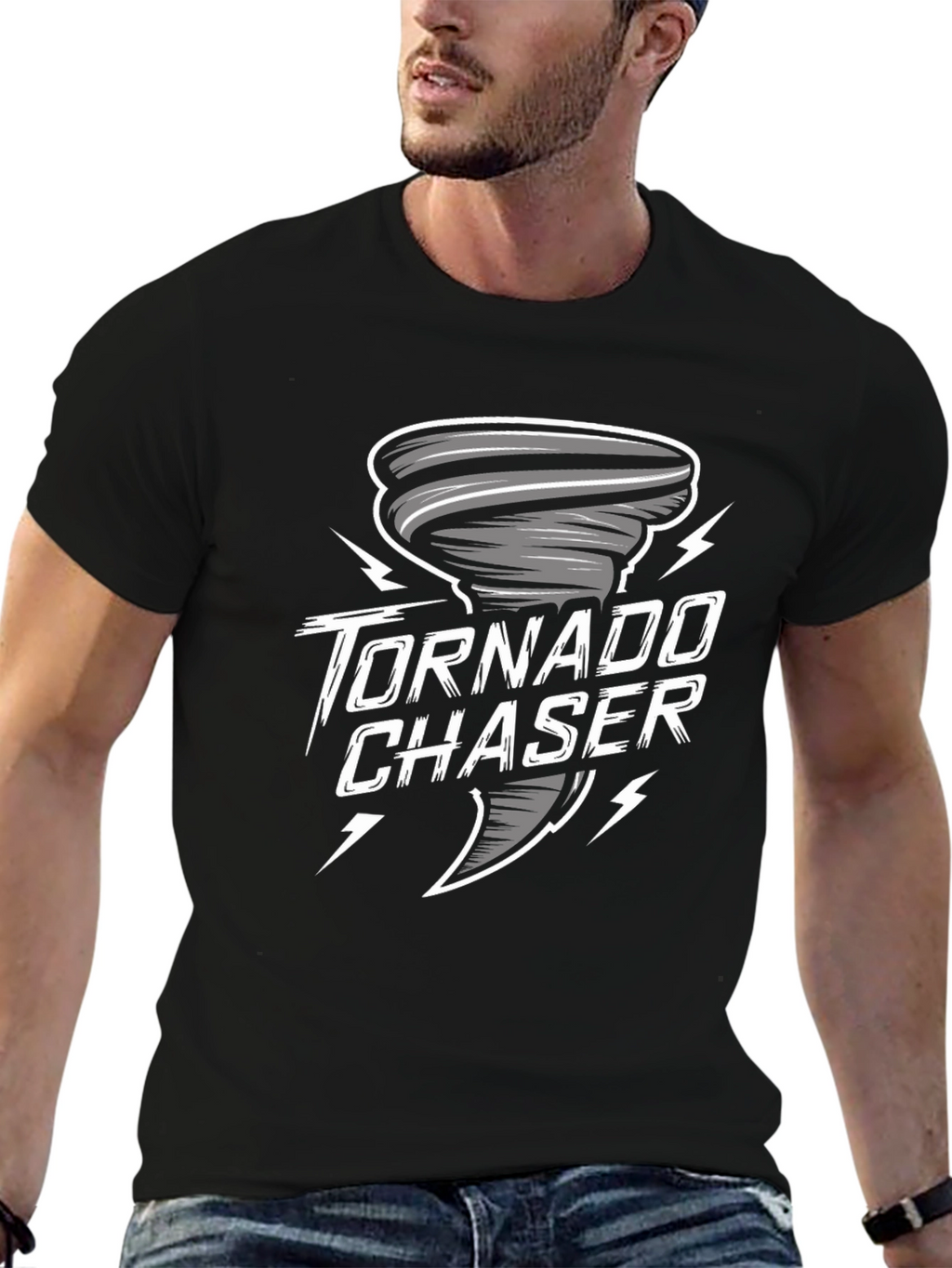Tornado Chaser Graphic Tee - Black Cotton T-Shirt
