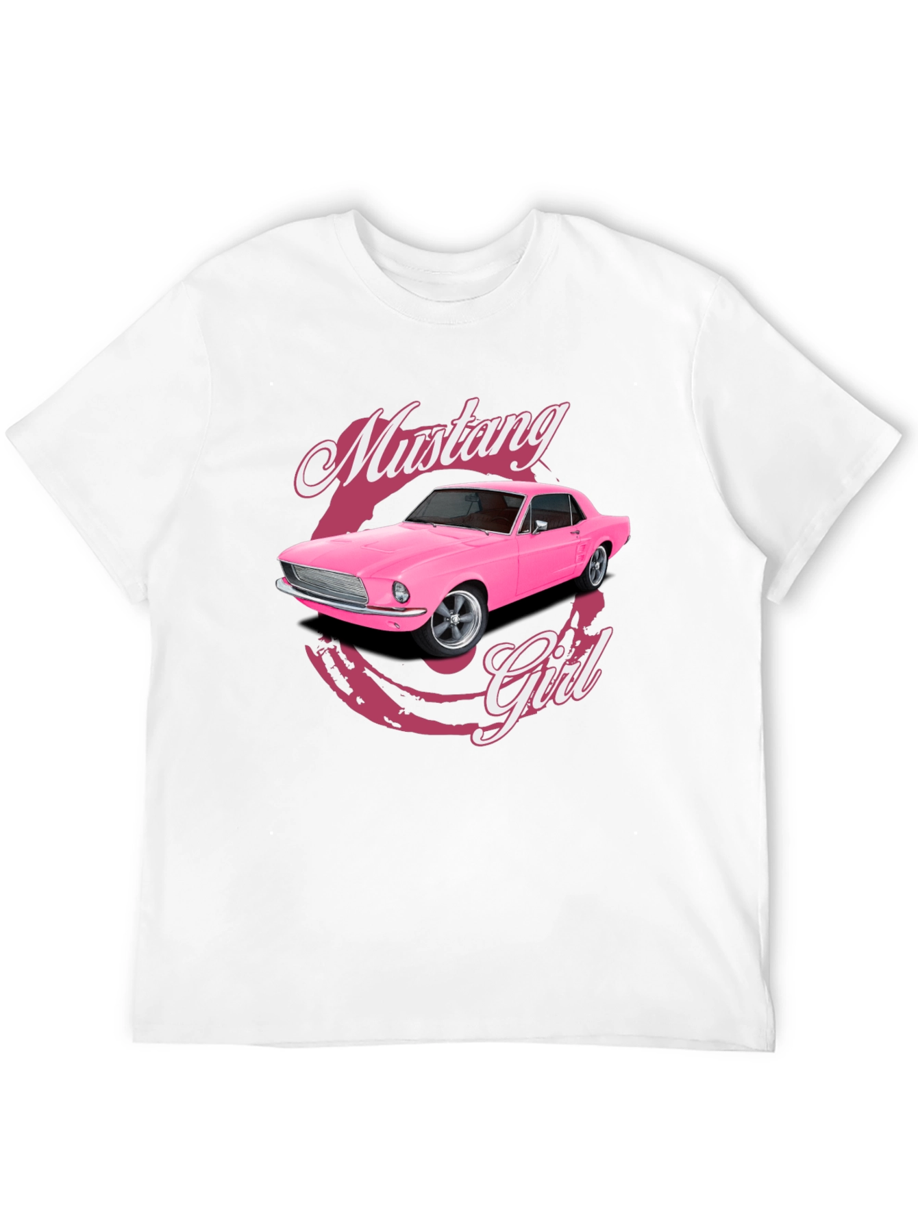 Pink Mustang Girl Black T-Shirt