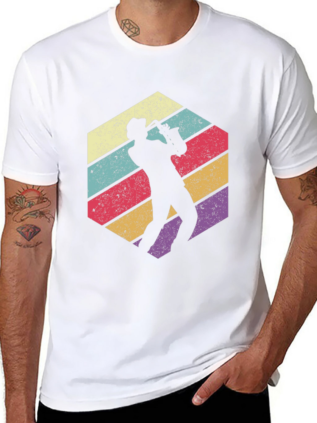 Retro Saxophone Player Graphic T-Shirt - Cool Jazz Tee