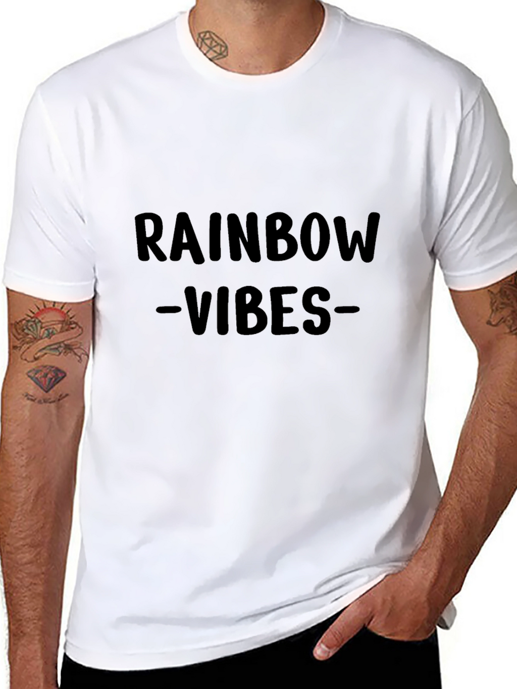 Rainbow Vibes Black T-Shirt