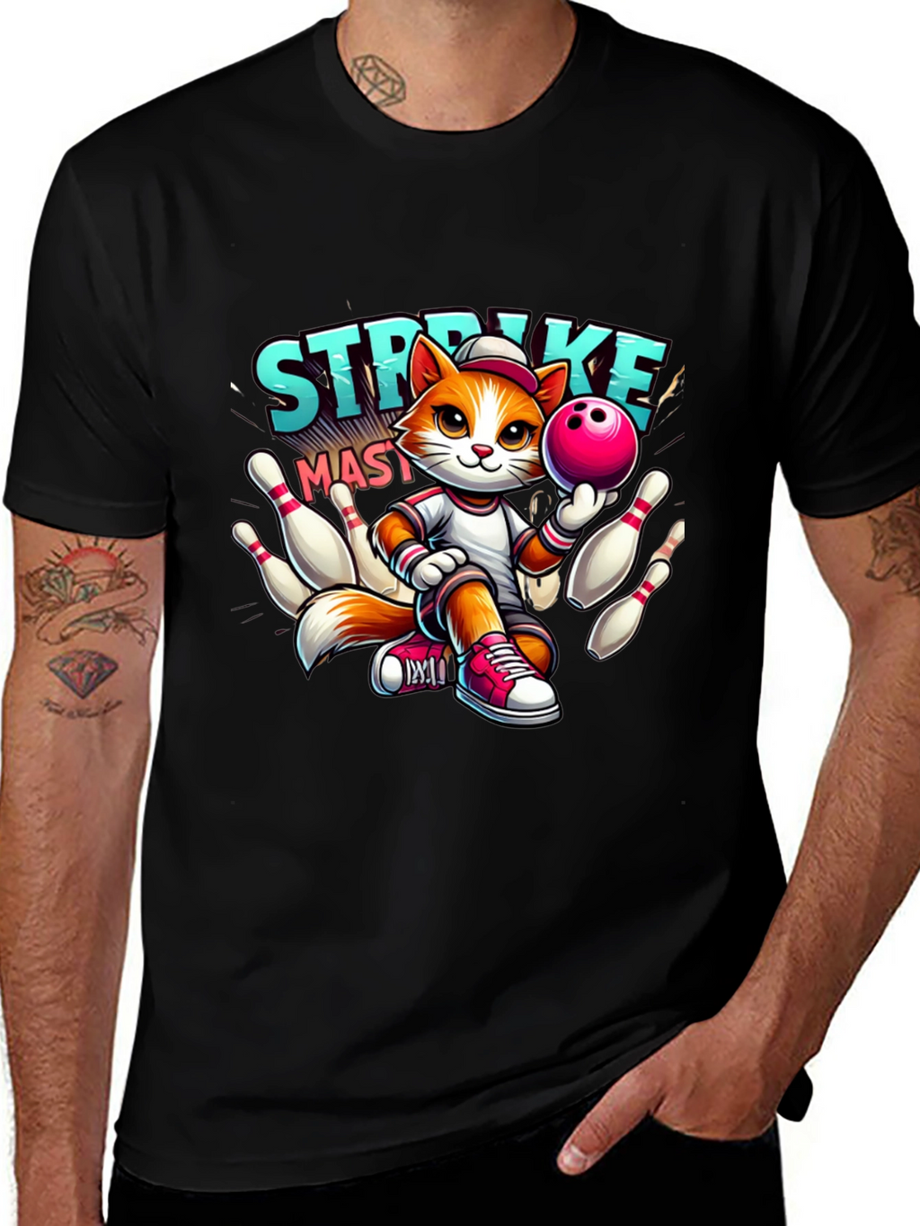 Strike Master Cat Graphic T-Shirt