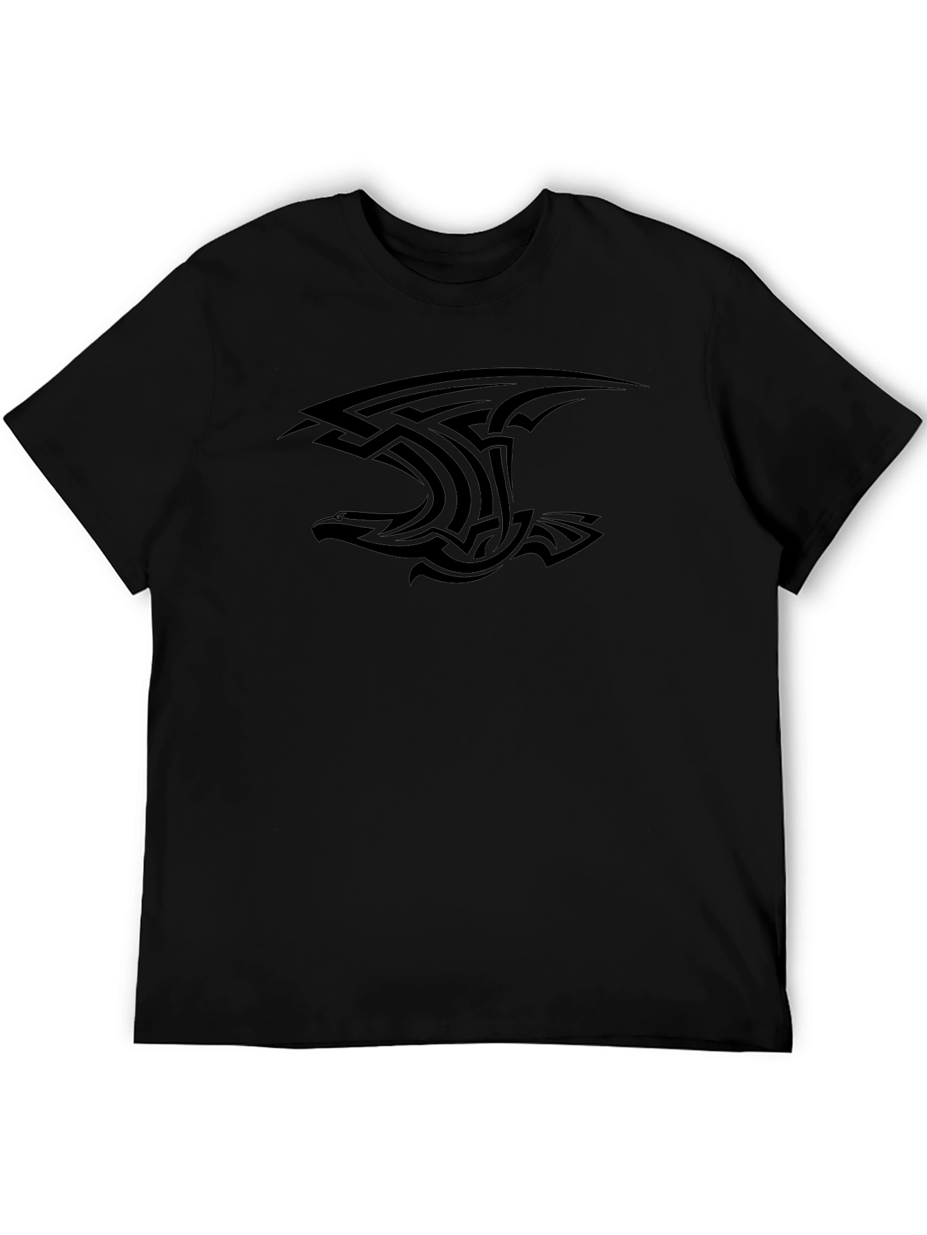 Mens Black Tribal Eagle Graphic T-Shirt