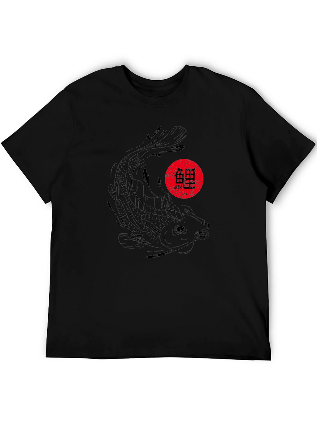 Koi Fish Graphic Black T-Shirt - Japanese Style