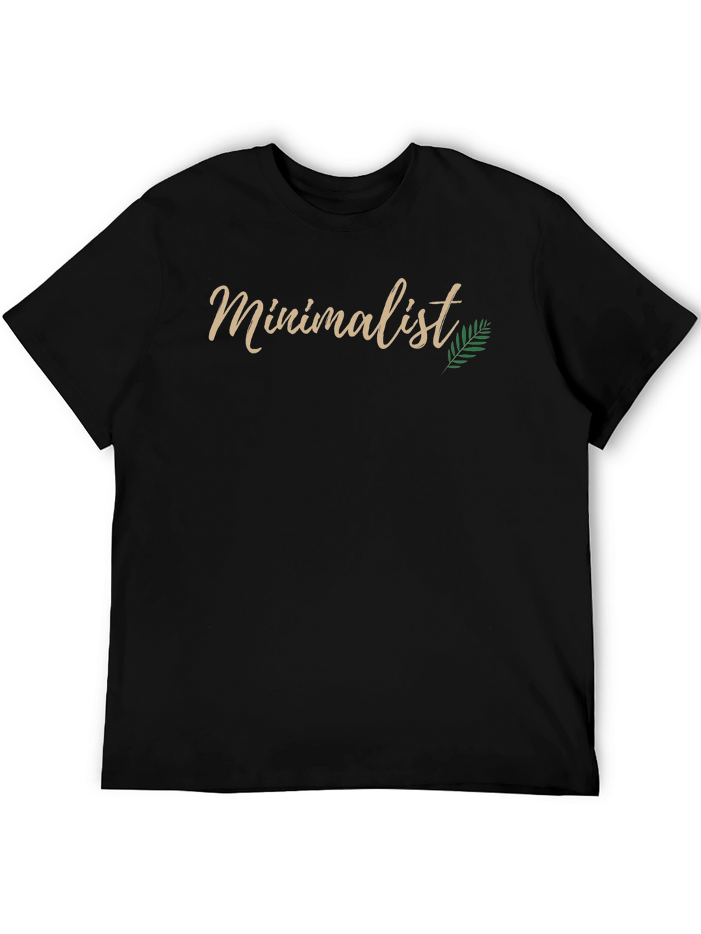 Minimalist Black T-Shirt with Leaf Detail