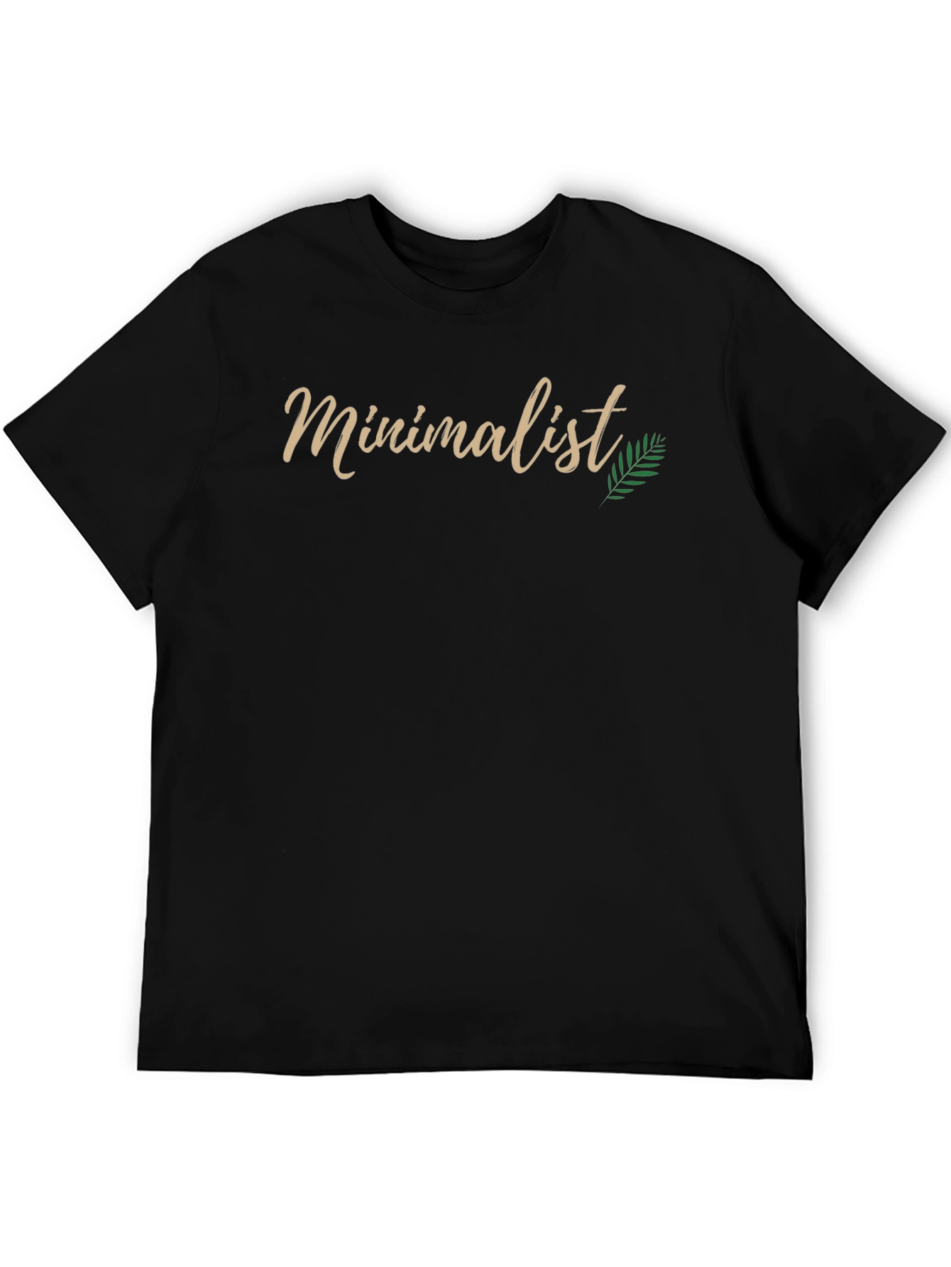 Minimalist Black T-Shirt with Leaf Detail