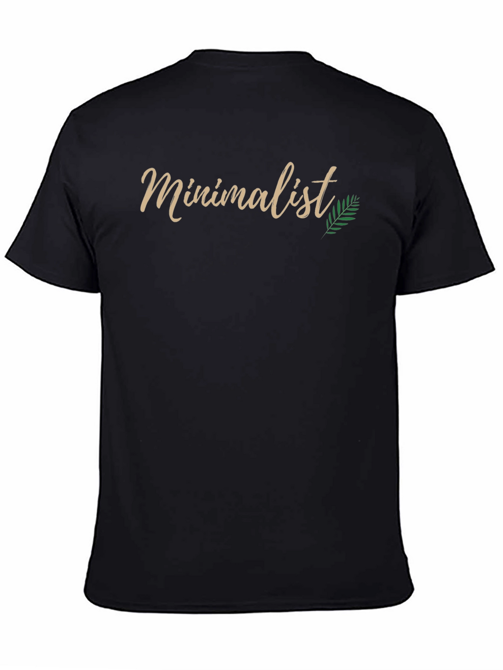 Minimalist Black T-Shirt with Leaf Detail