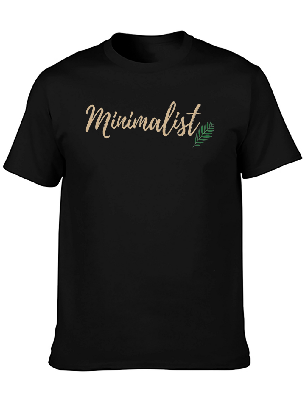 Minimalist Black T-Shirt with Leaf Detail