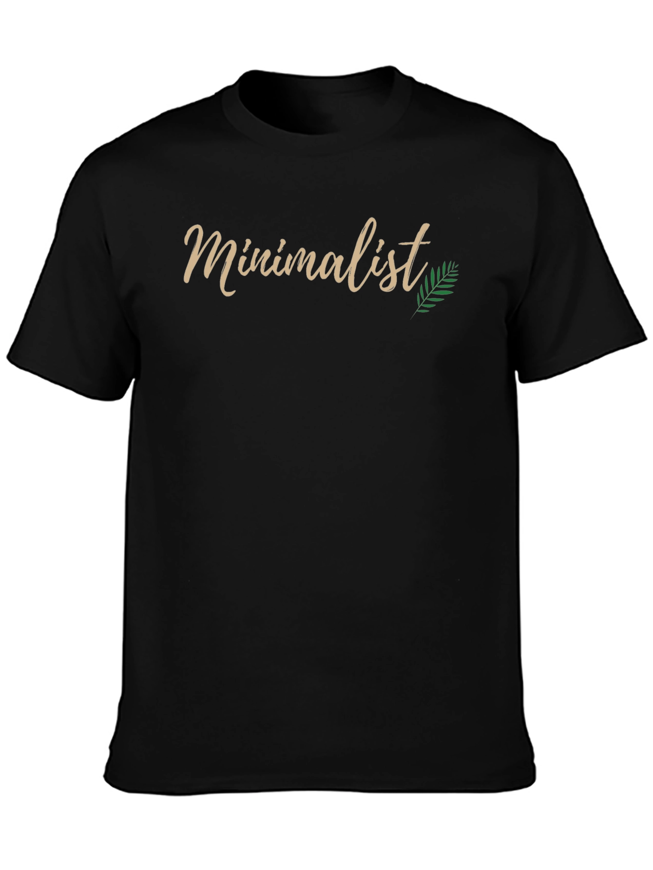 Minimalist Black T-Shirt with Leaf Detail