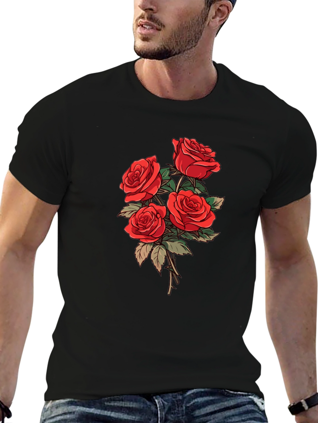 Black Rose Bouquet Graphic Tee