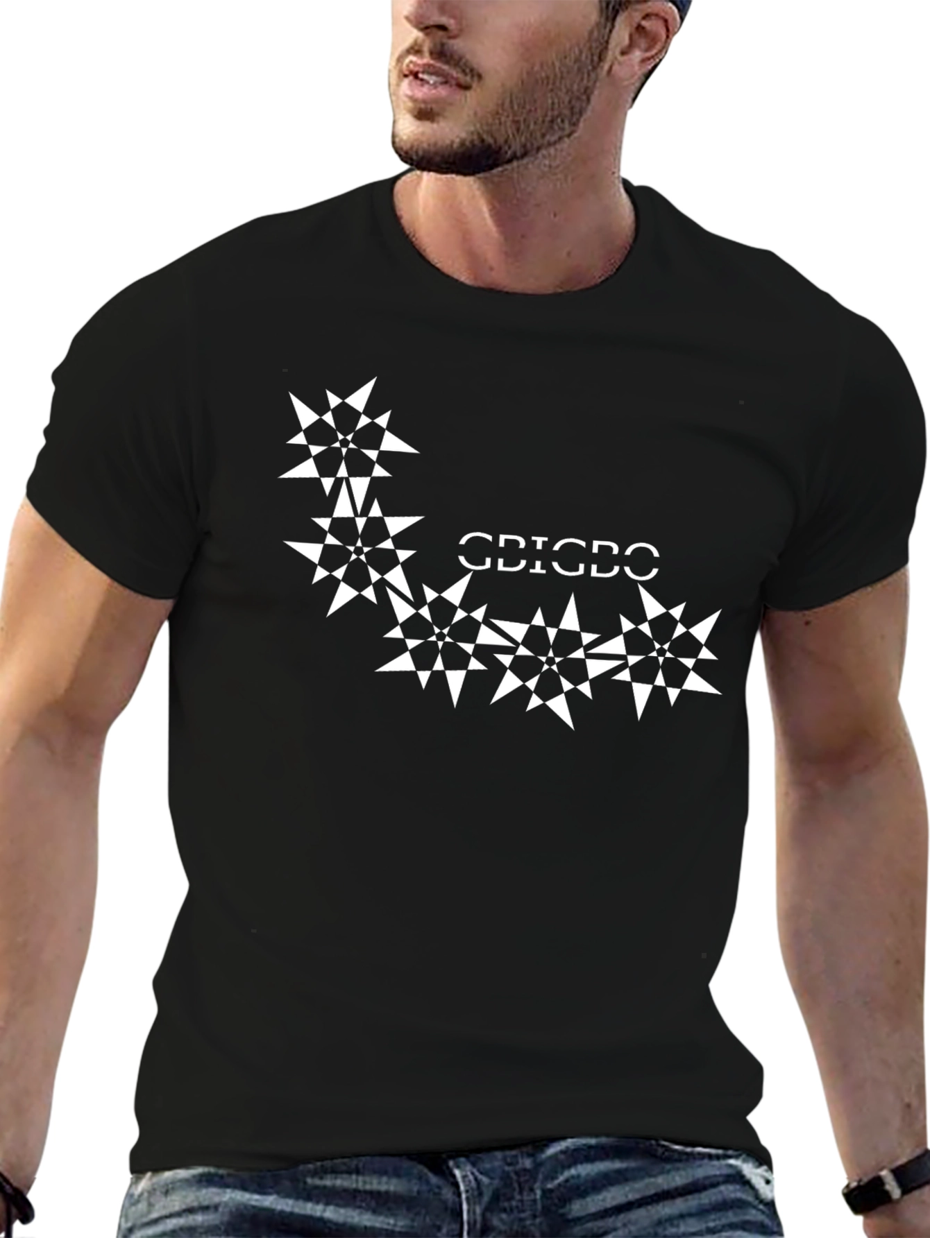 Geometric Starburst Black T-Shirt