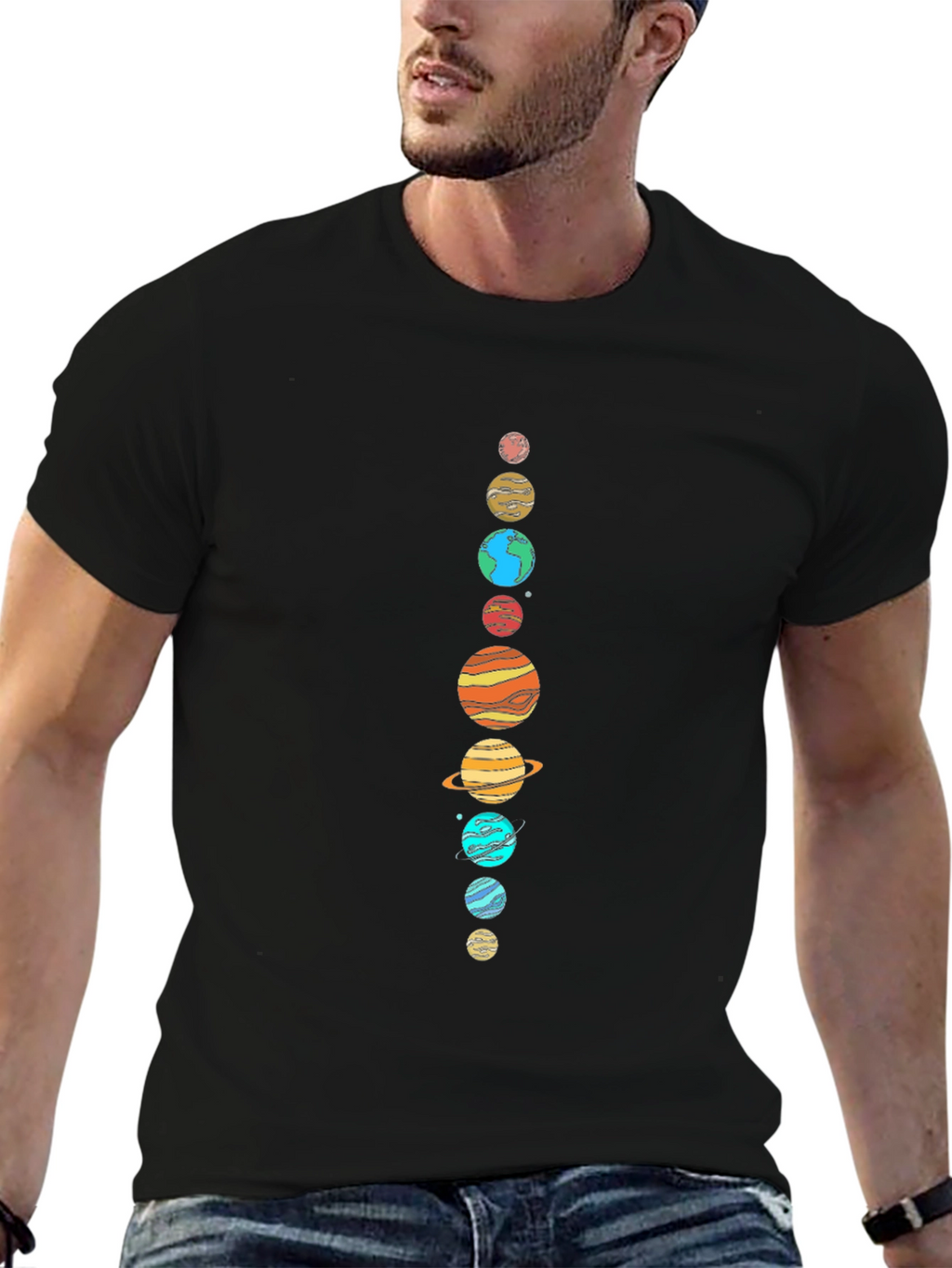 Planets Graphic Tee - Space Lovers Black T-Shirt