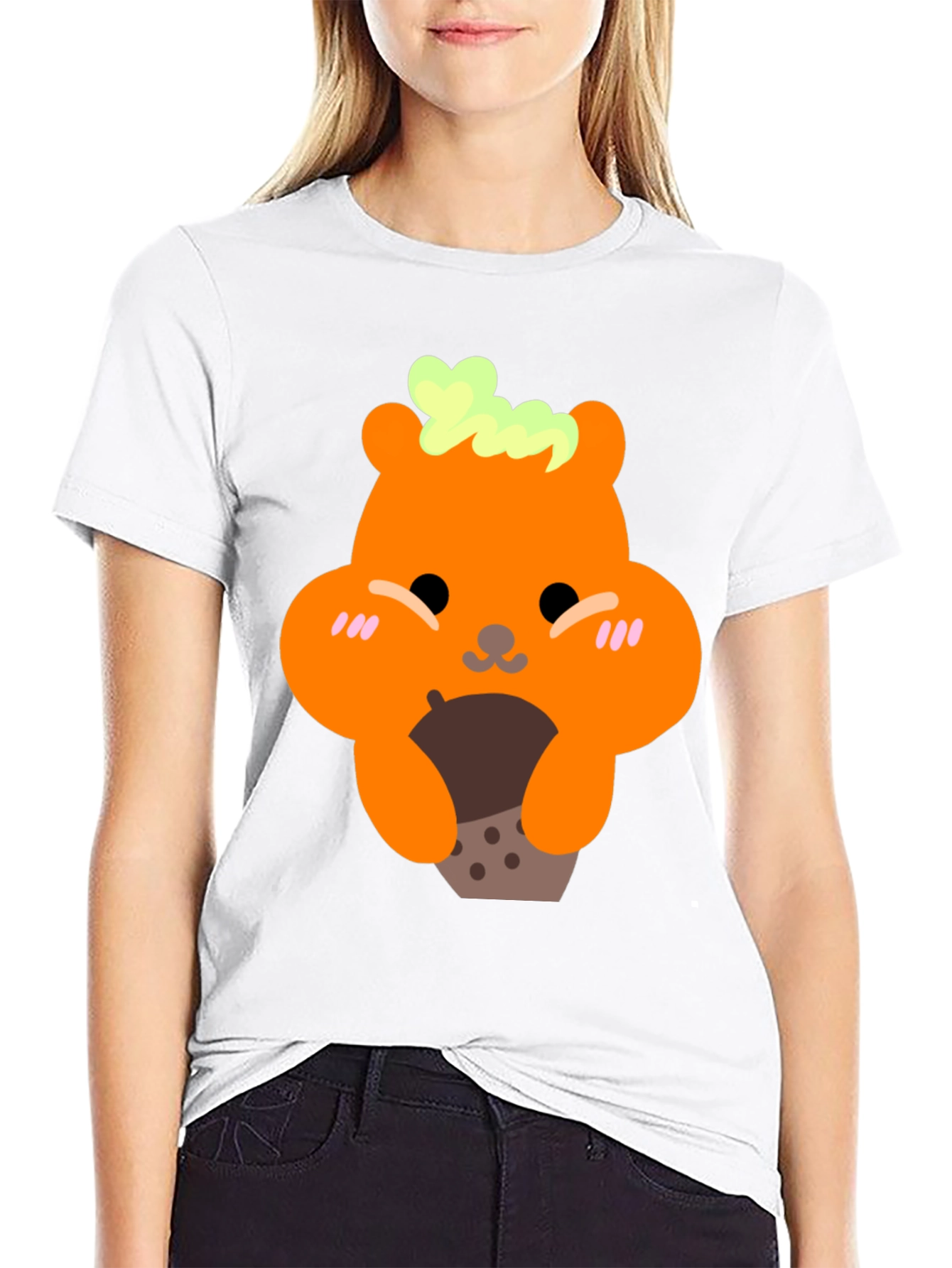 Cute Bear Holding Boba Tea Graphic T-Shirt
