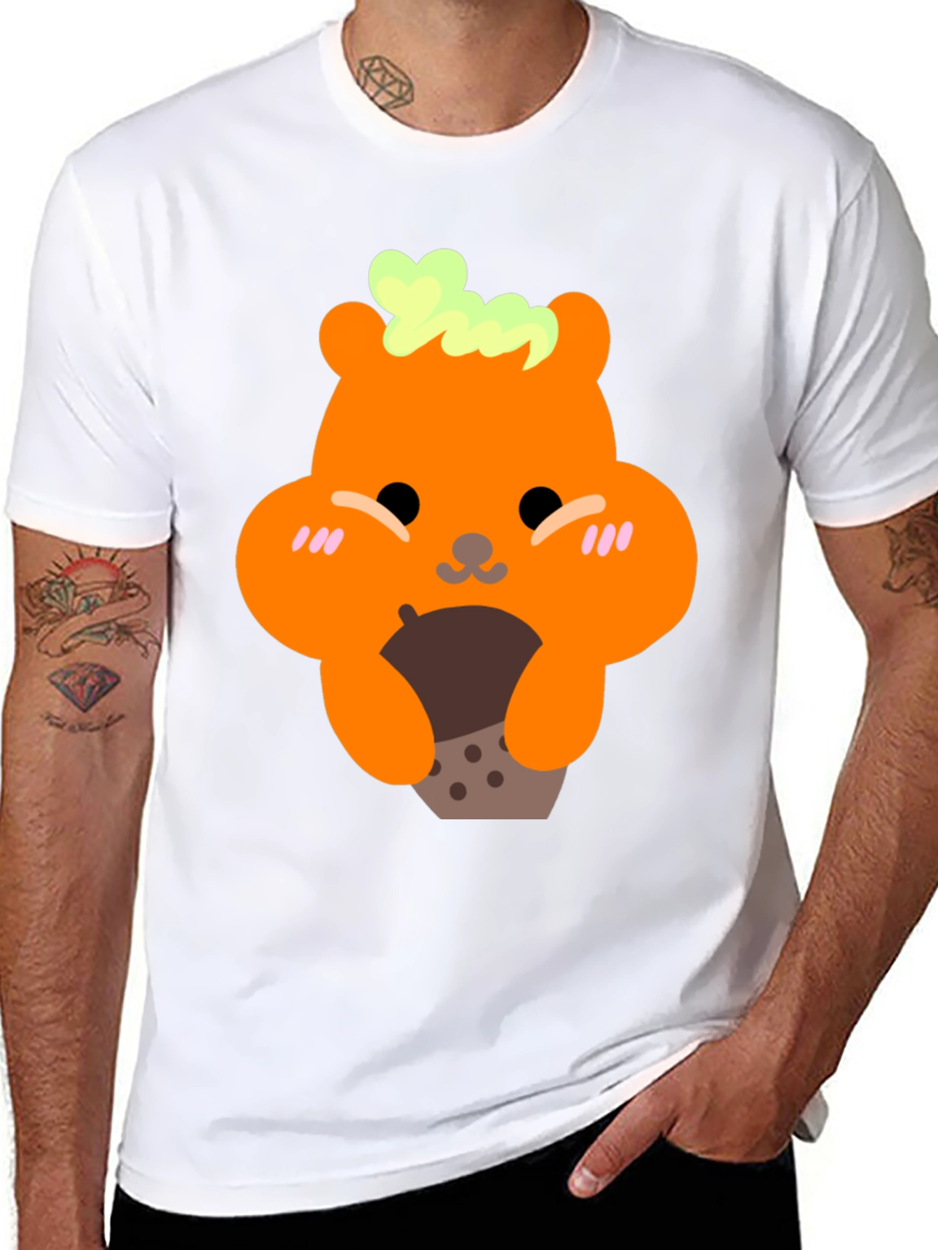 Cute Bear Holding Boba Tea Graphic T-Shirt
