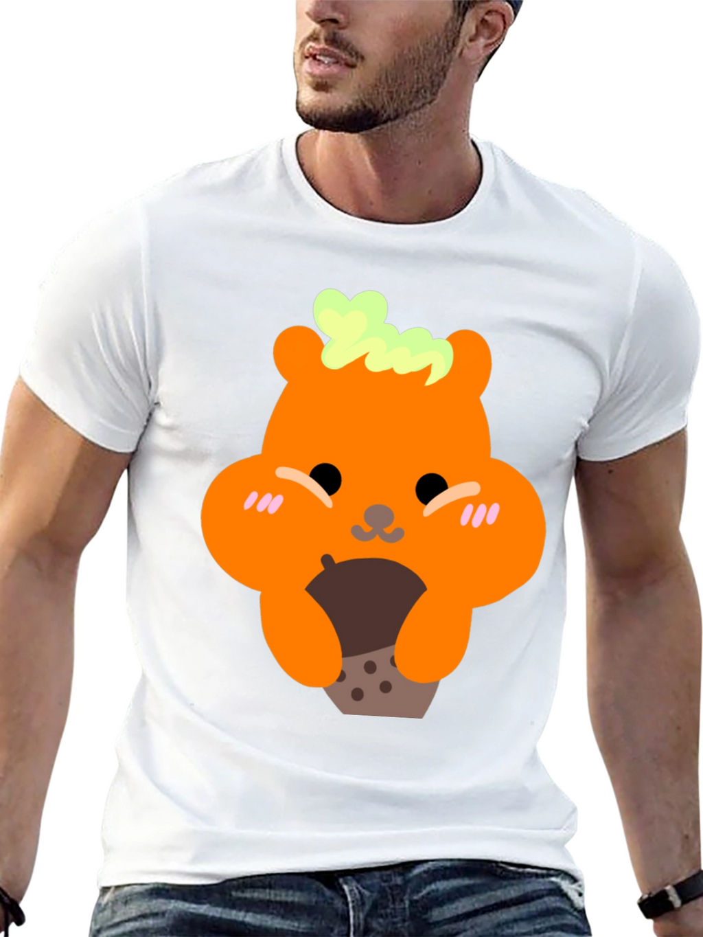 Cute Bear Holding Boba Tea Graphic T-Shirt