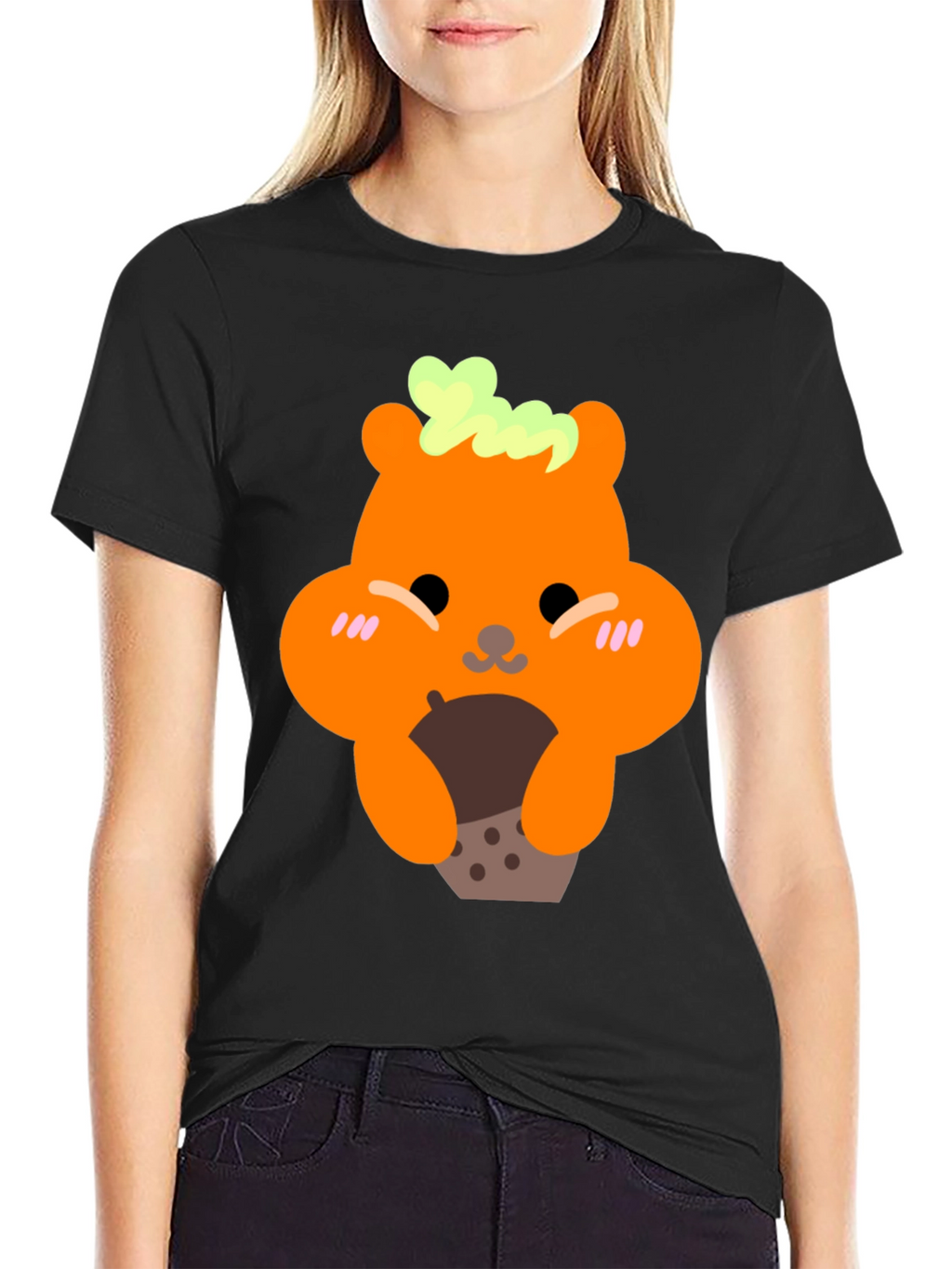 Cute Bear Holding Boba Tea Graphic T-Shirt