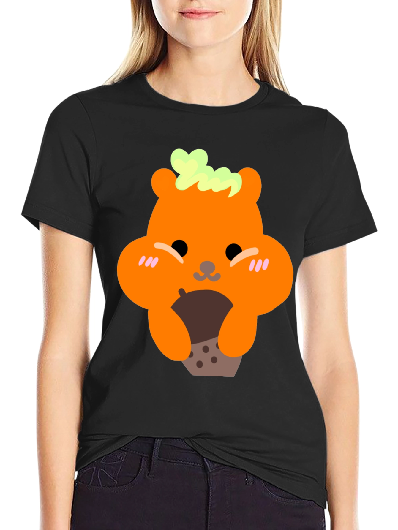 Cute Bear Holding Boba Tea Graphic T-Shirt