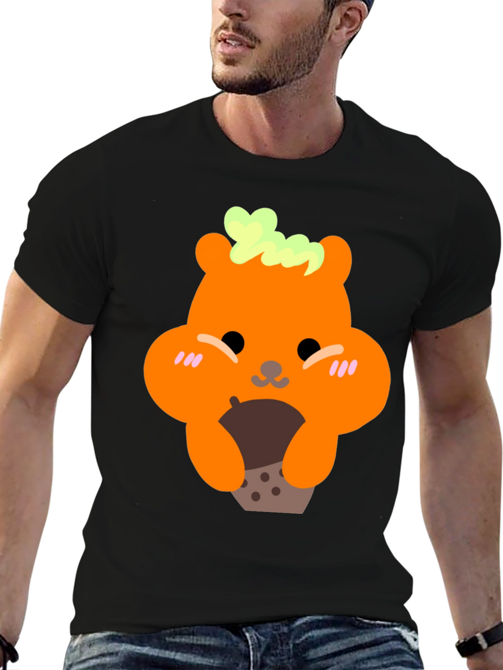 Cute Bear Holding Boba Tea Graphic T-Shirt