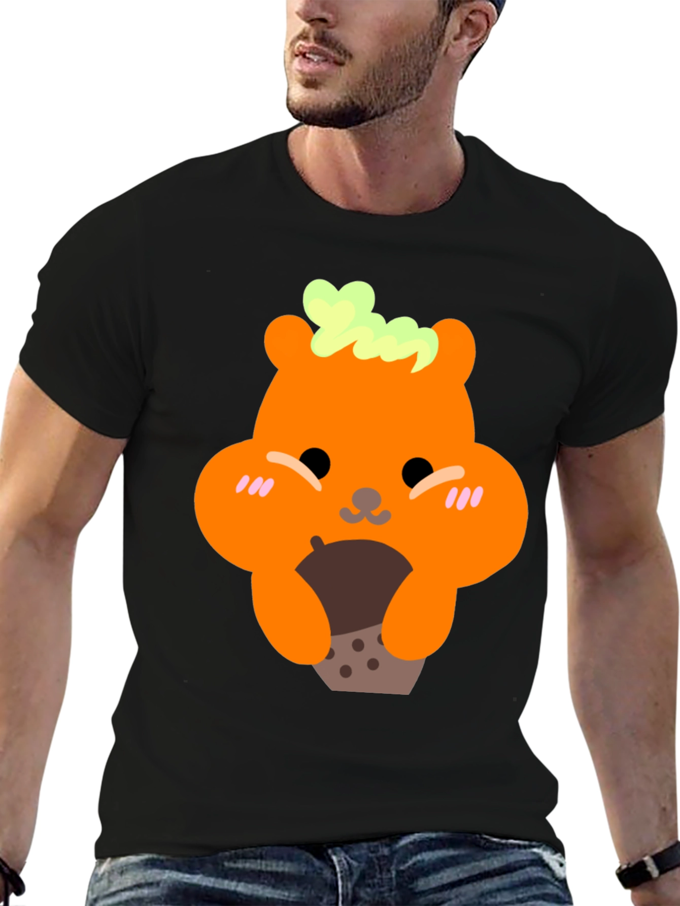 Cute Bear Holding Boba Tea Graphic T-Shirt