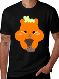 Cute Bear Holding Boba Tea Graphic T-Shirt